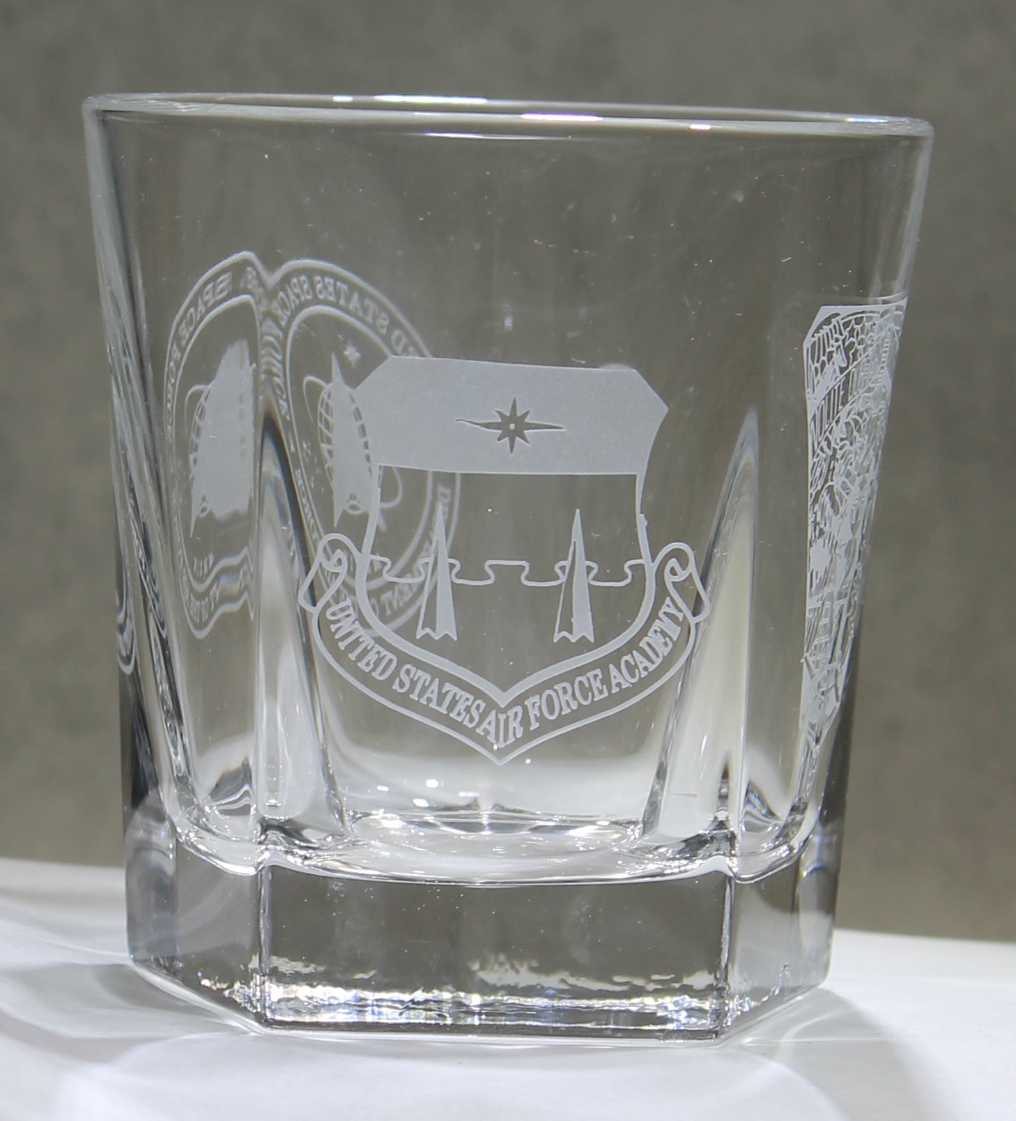 ROCKS GLASS 5-SIDED USNA USAFA USMMA SAND CARVED BOURBON WHISKEY SET OF 8 graduation commencement USCGA USMA - Samstagsandmore