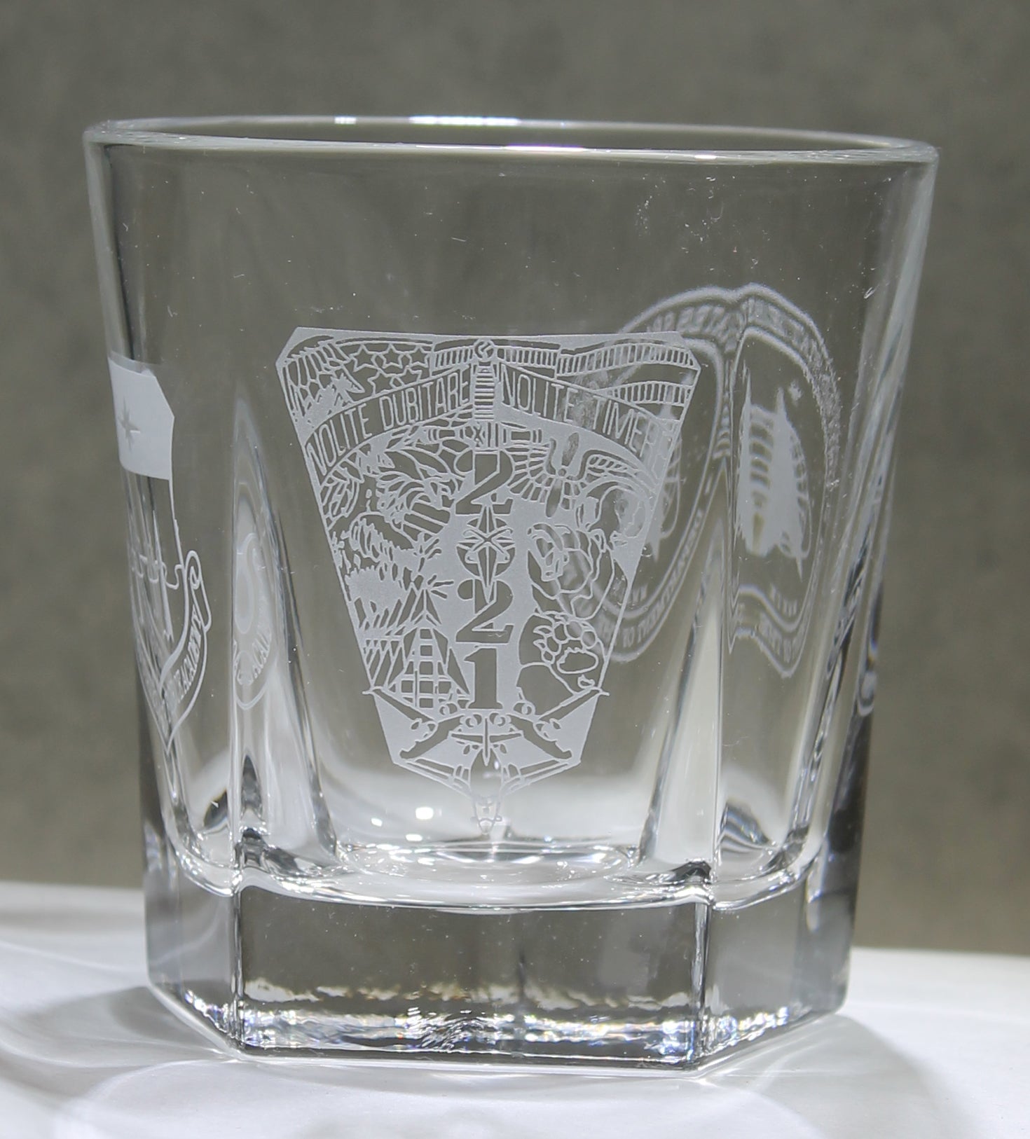ROCKS GLASS 5-SIDED USNA USAFA USMMA SAND CARVED BOURBON WHISKEY SET OF 8 graduation commencement USCGA USMA - Samstagsandmore