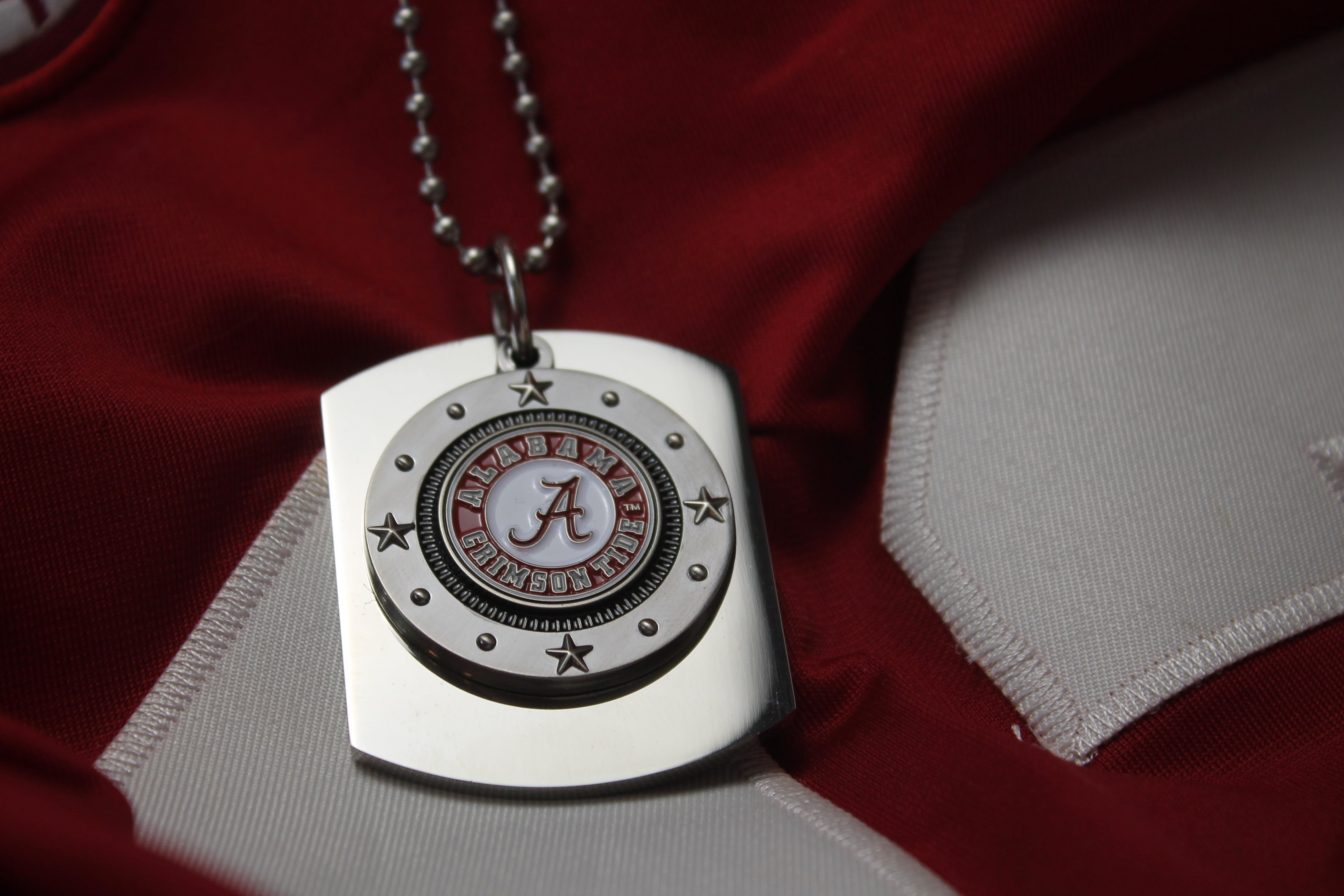 ALABAMA  UNIVERSITY LOGO  X LARGE  DOG TAG STAINLESS STEEL NECKLACE STARS - Samstagsandmore