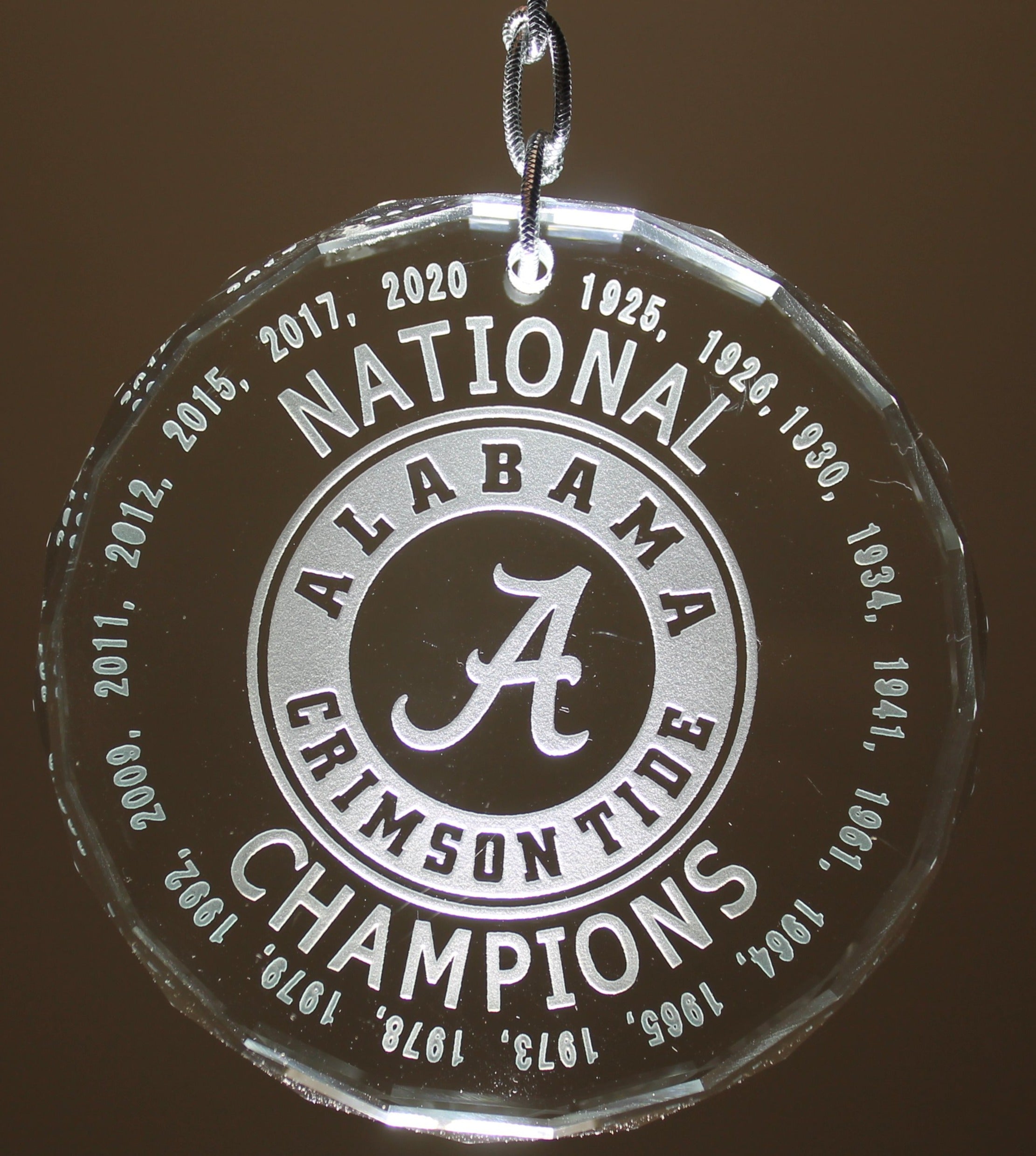 Alabama Crimson Tide National Champions 2020 18 All Years Crystal Ornament - Samstagsandmore