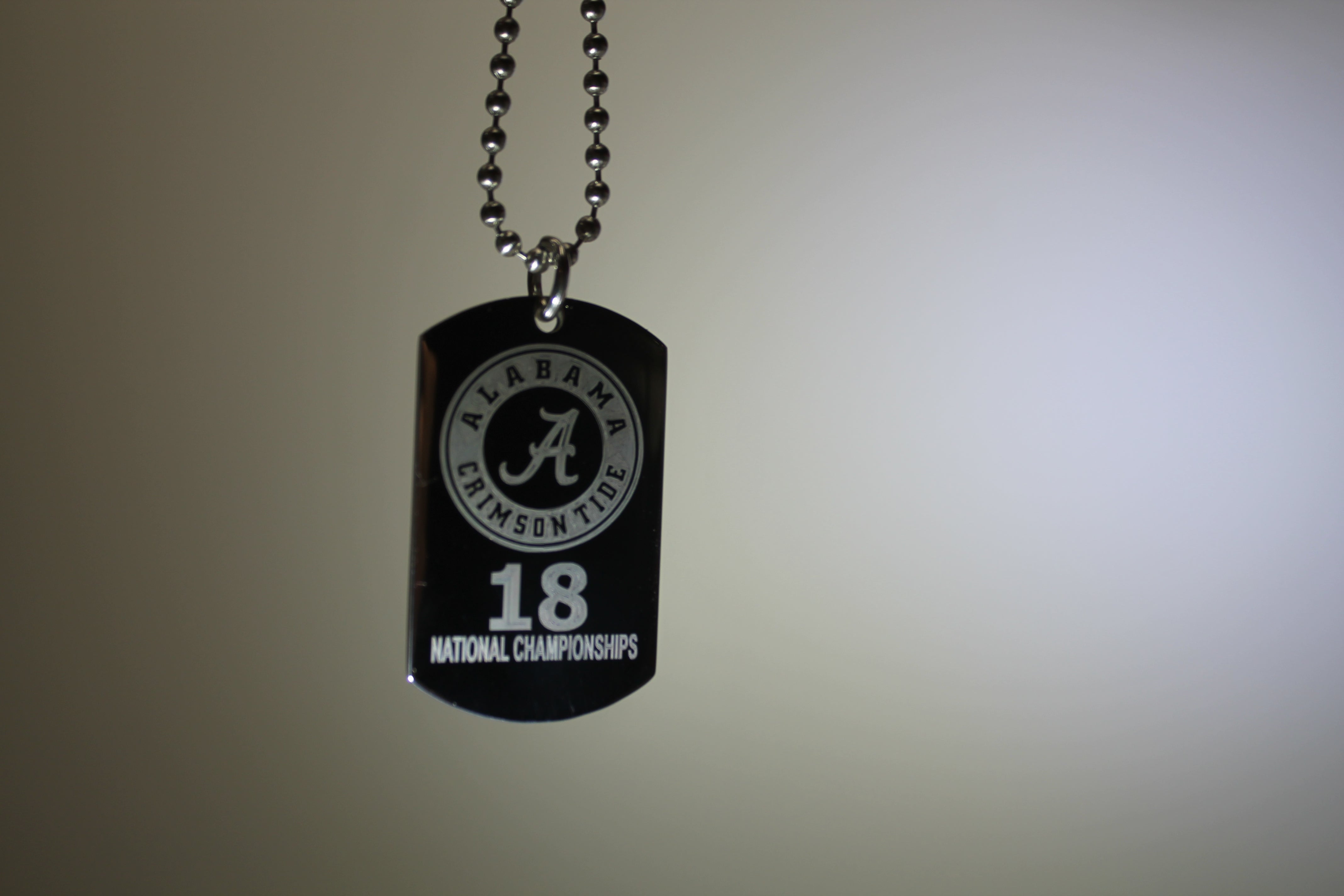 UNIVERSITY OF ALABAMA 18 NATIONAL CHAMPION 2020 STAINLESS STEEL DOG TAG NECKLACE - Samstagsandmore