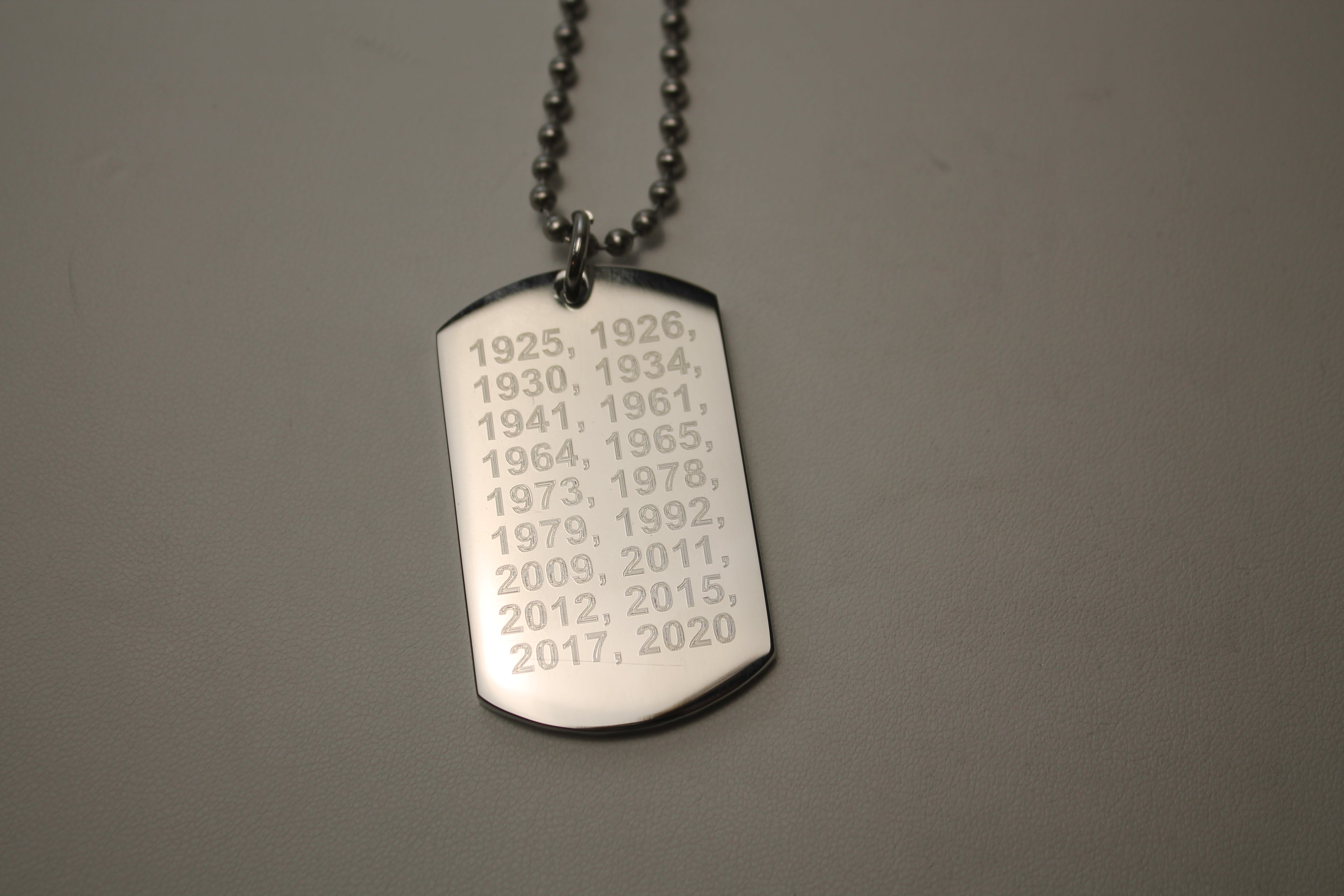 UNIVERSITY OF ALABAMA 18 NATIONAL CHAMPION 2020 STAINLESS STEEL DOG TAG NECKLACE - Samstagsandmore