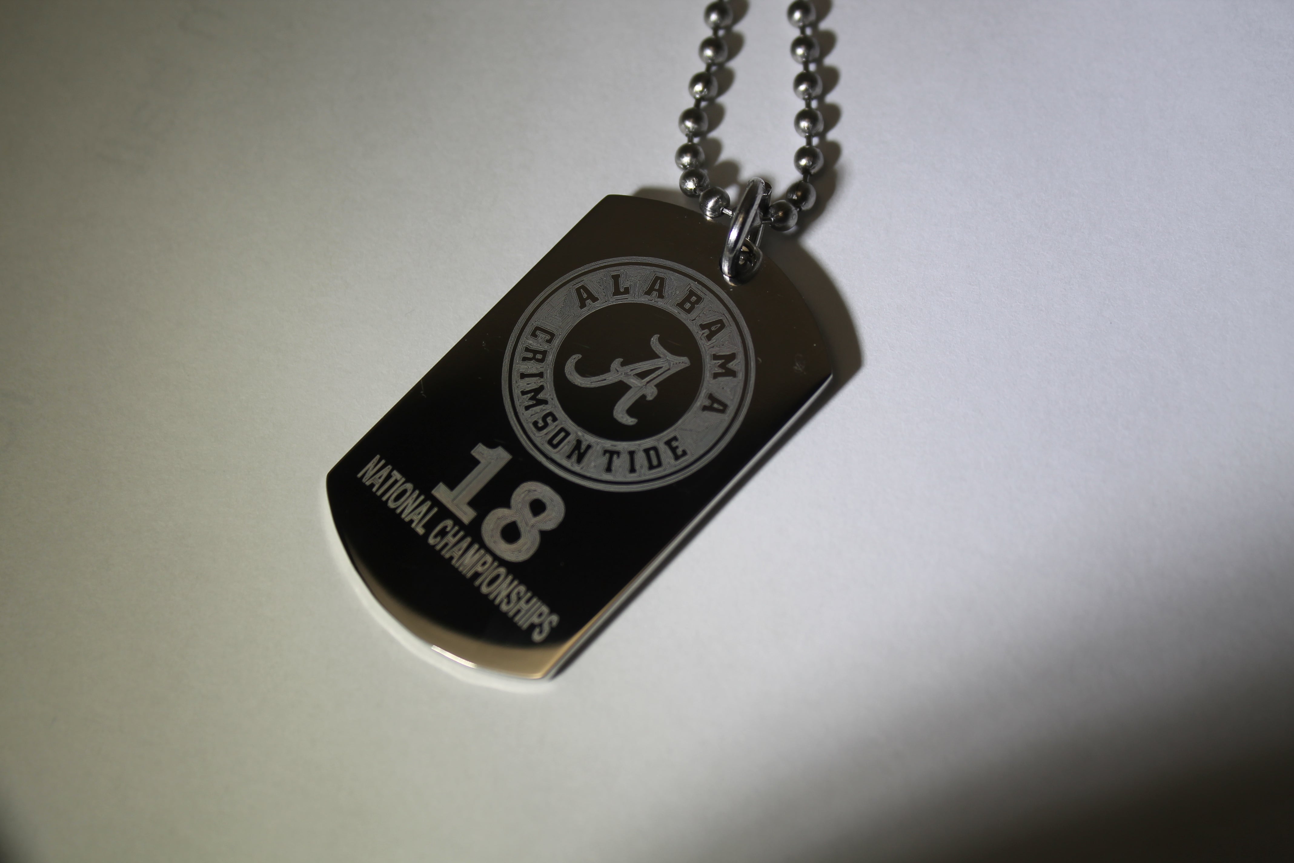 UNIVERSITY OF ALABAMA 18 NATIONAL CHAMPION 2020 STAINLESS STEEL DOG TAG NECKLACE - Samstagsandmore