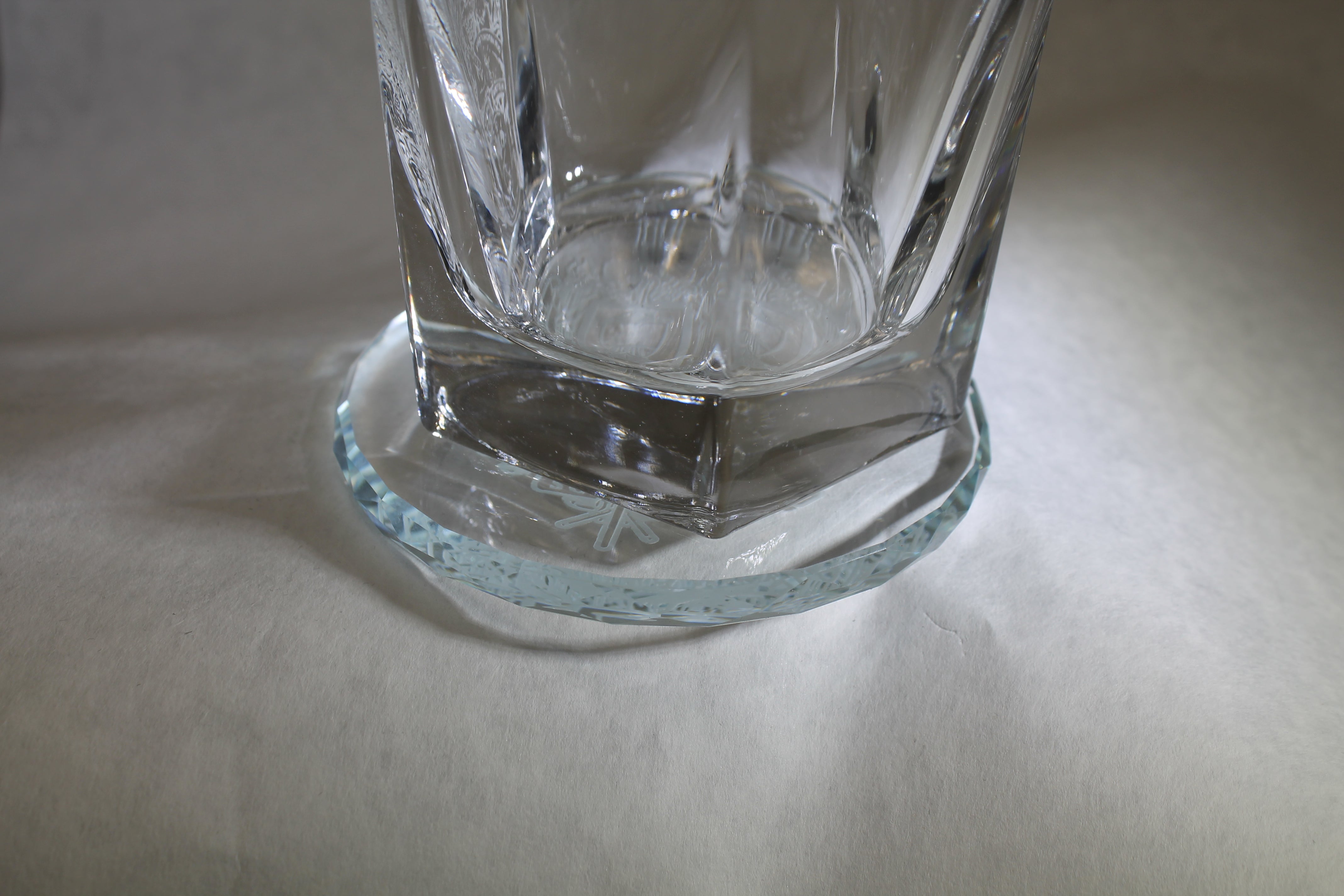 USAFA Custom K9 Faceted Edge Sand Carved Crystal Coasters in Wood Base with Brass Plate - FOUR designs - Samstagsandmore