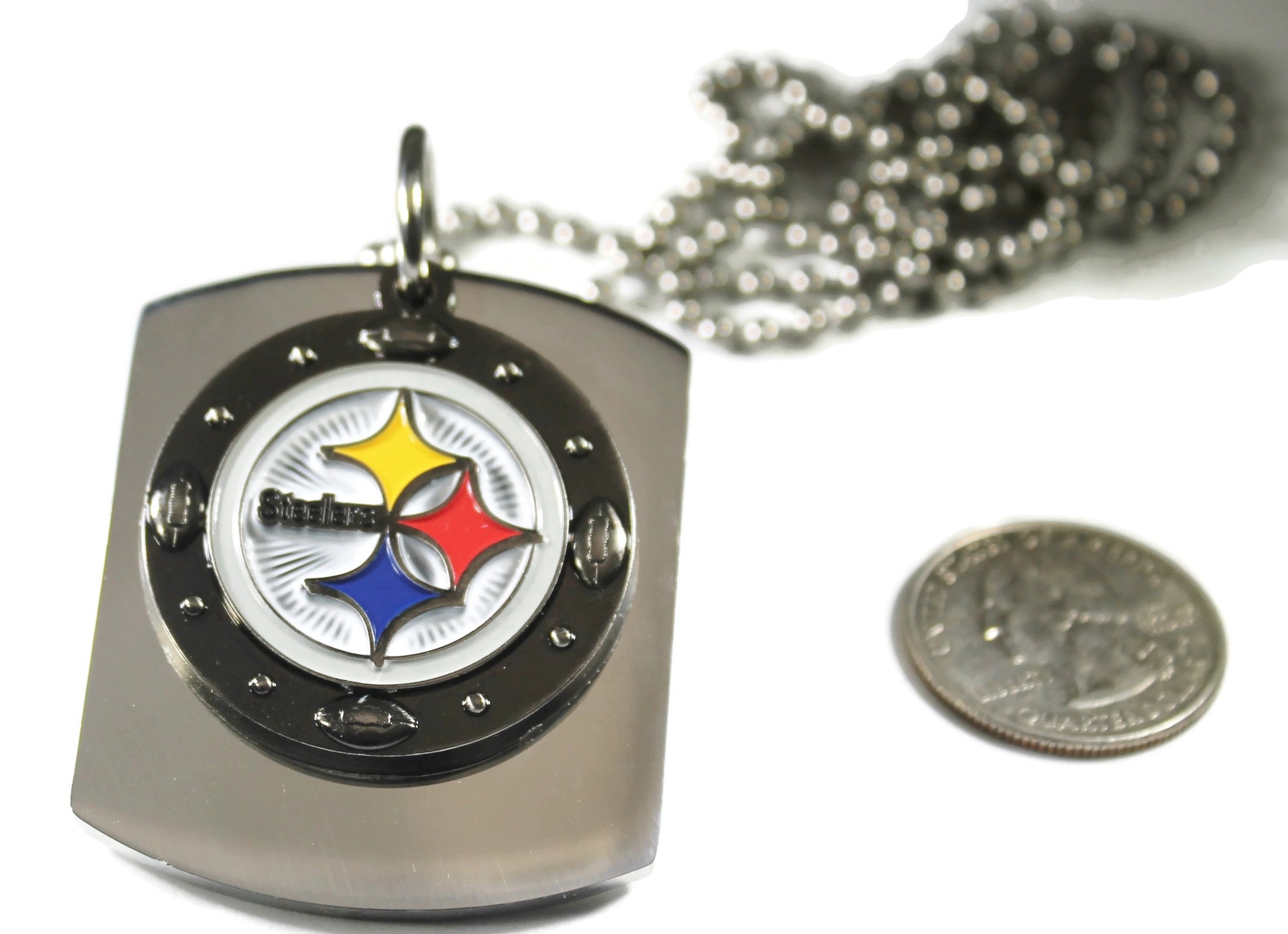 PITTSBURGH STEELERS NFL X LARGE PENDANT  ON THICK STAINLESS STEEL DOG TAG