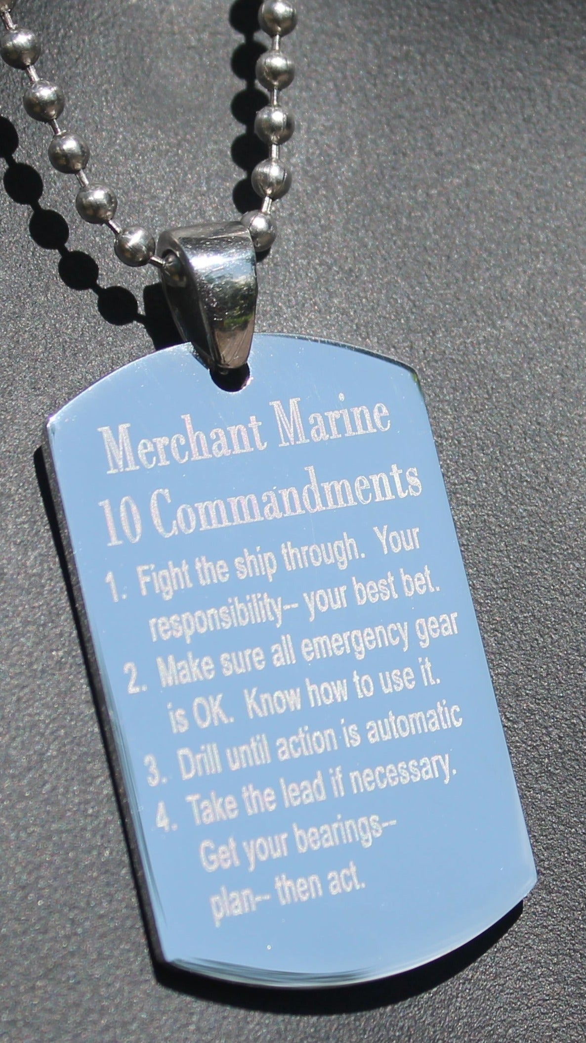 USMMA US MERCHANT MARINE TEN 10 COMMANDMENTS THICK STAINLESS STEEL DOG TAG