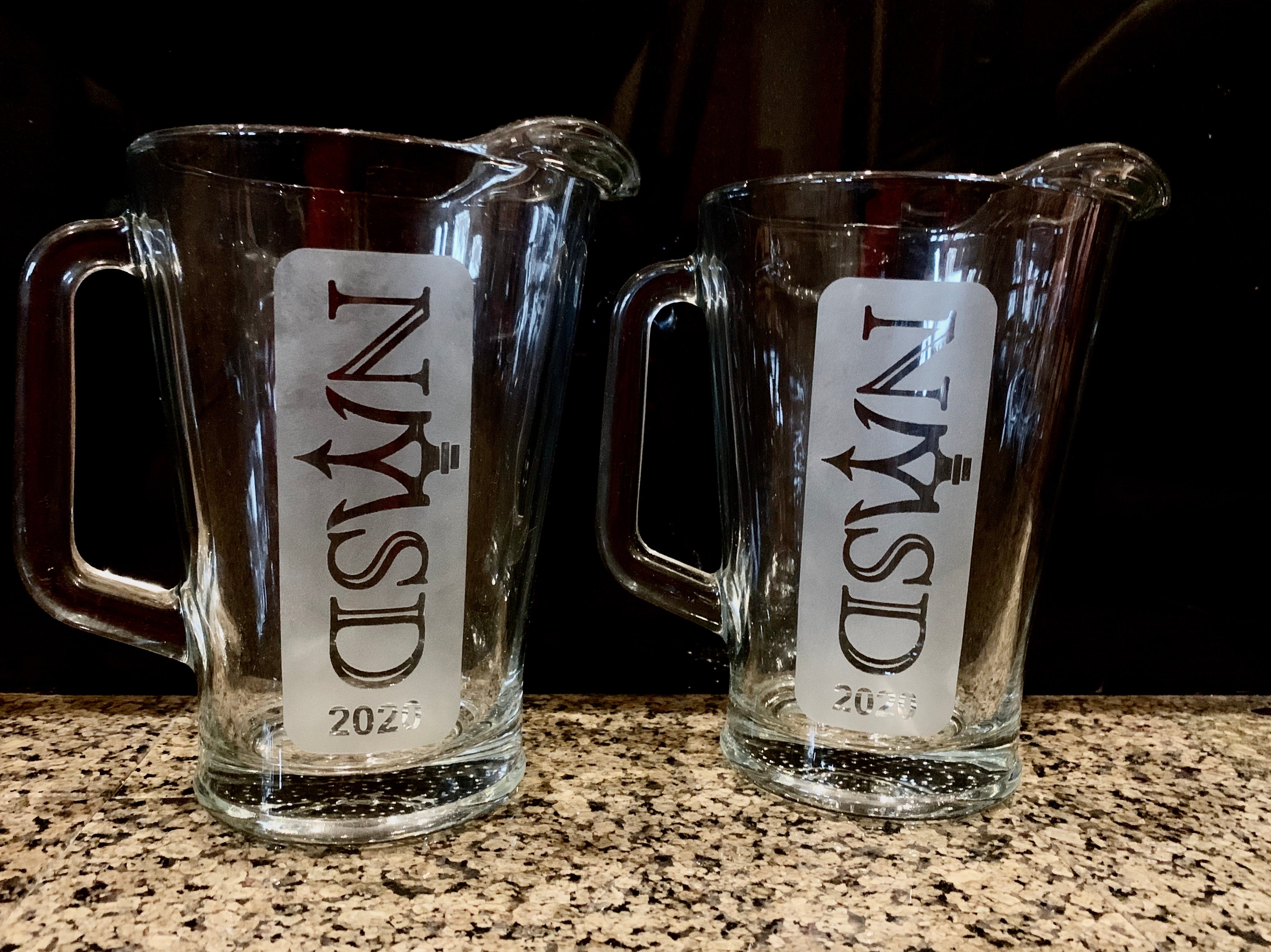 Heavyweight pitcher custom sand-carved 60 oz USNA USAFA USMMA USCGA USMA graduation commencement - Samstagsandmore