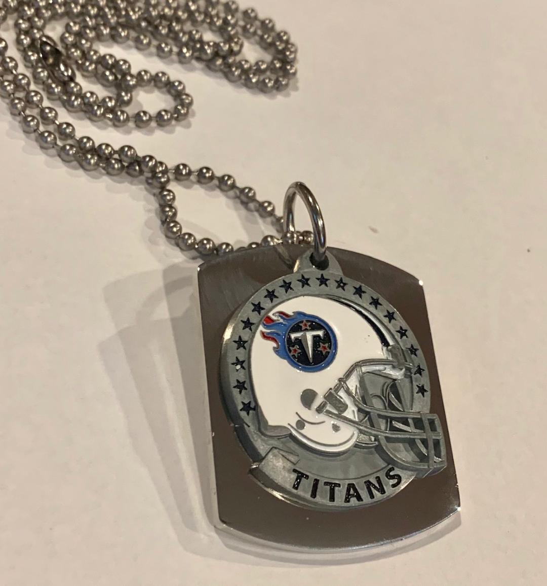 TENNESSEE TITANS X LARGE PENDANT ON THICK STAINLESS STEEL DOG TAG - Samstagsandmore
