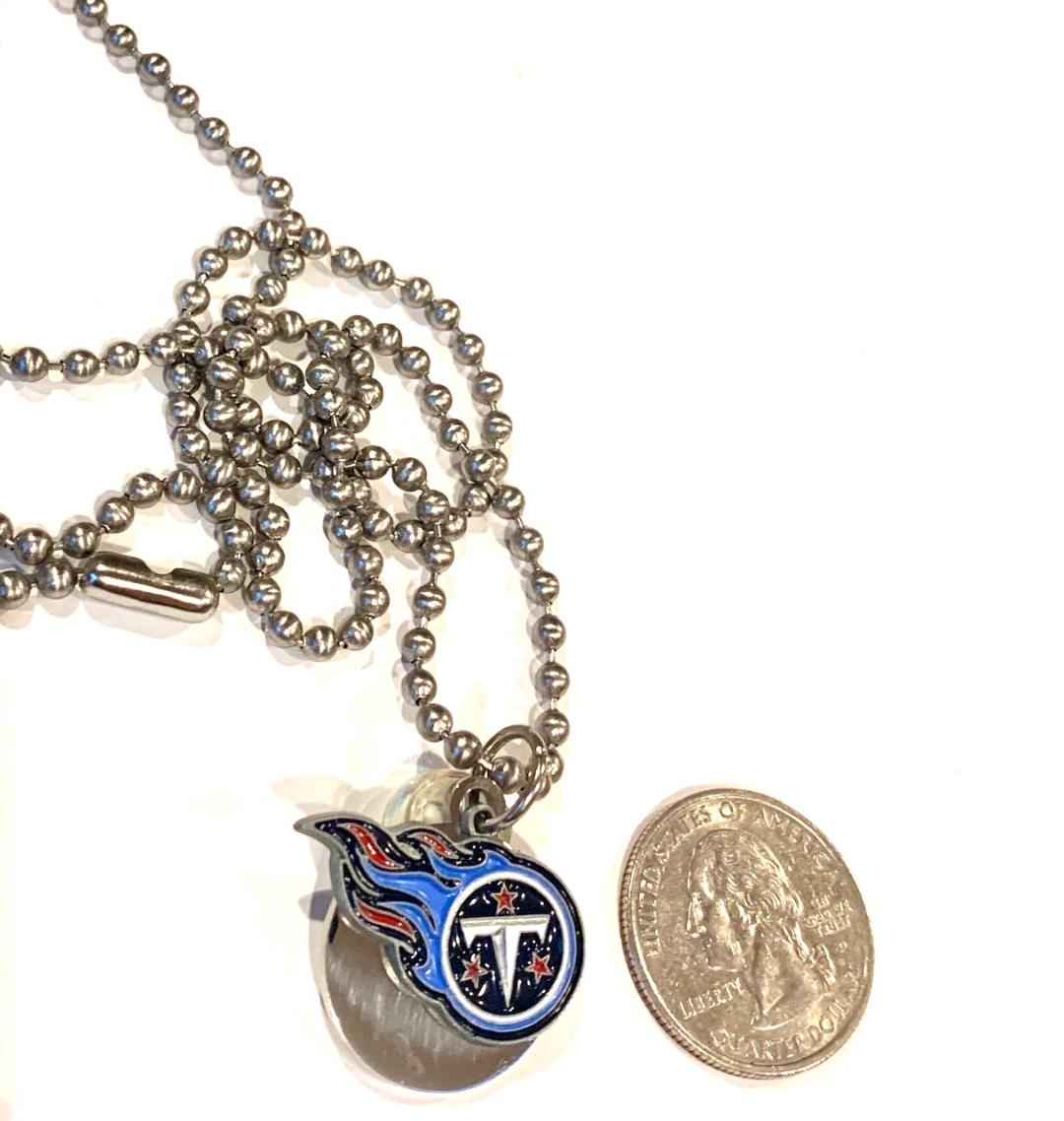 Tennesee Titans round small NFL stainless steel dog tag necklace ball chain pendant - Samstagsandmore