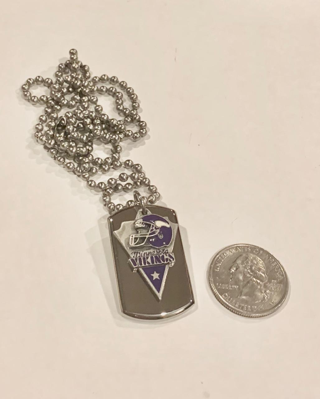 MINNESOTA VIKING STAINLESS STEEL DOG TAG NECKLACE  3D BALL CHAIN - Samstagsandmore
