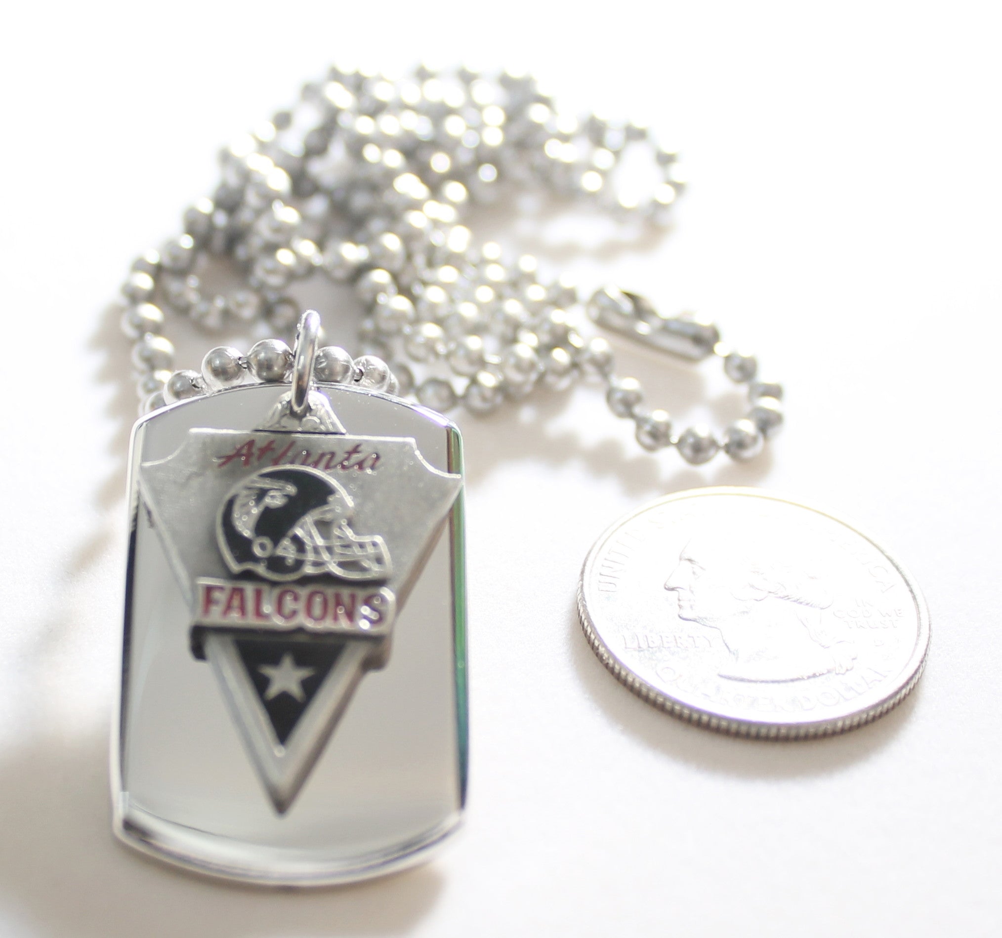 Atlanta Falcons NFL stainless steel dog tag necklace 3D ball chain pendant - Samstagsandmore