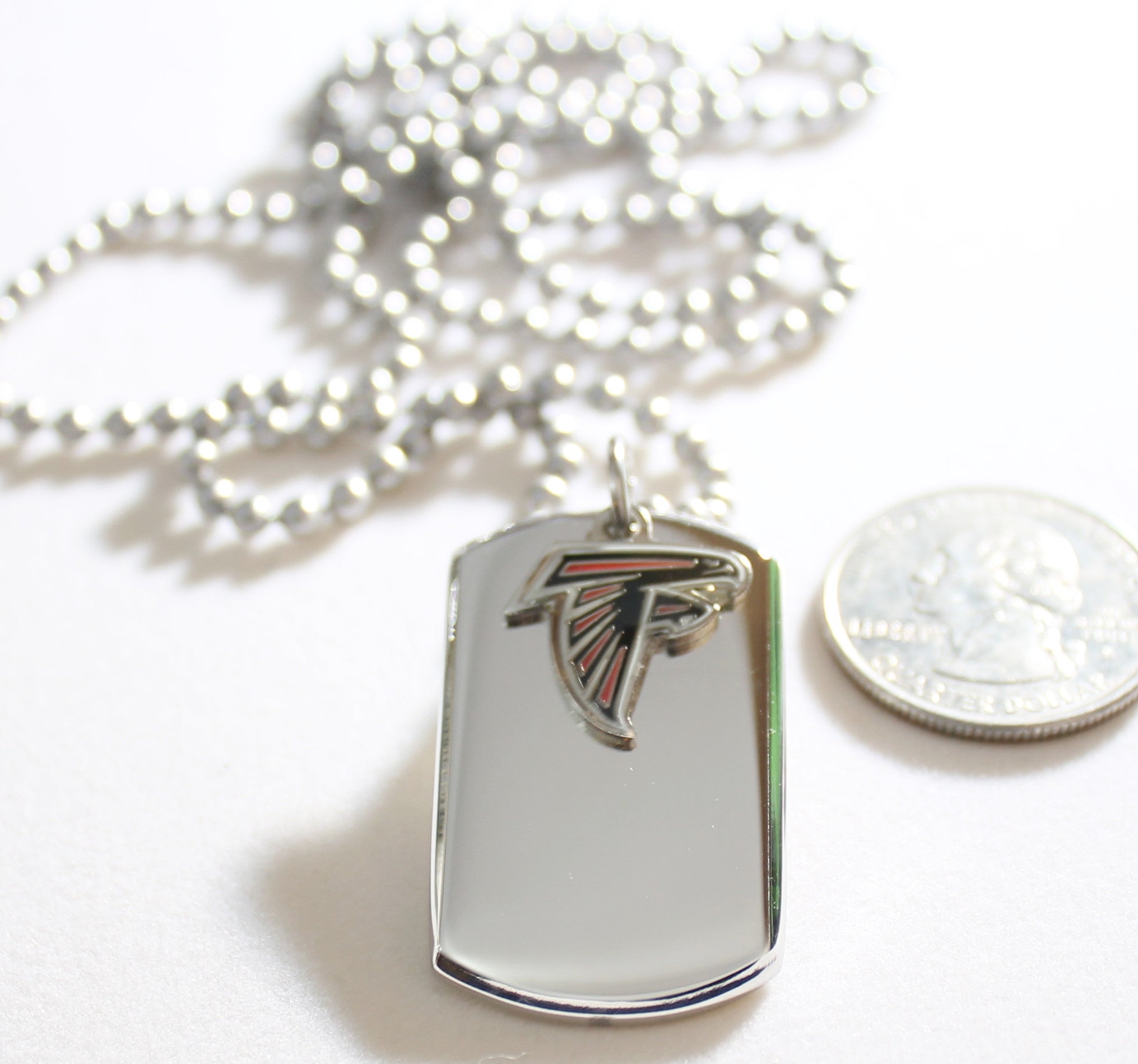 Atlanta Falcons NFL 3D stainless steel dog tag necklace ball chain - Samstagsandmore