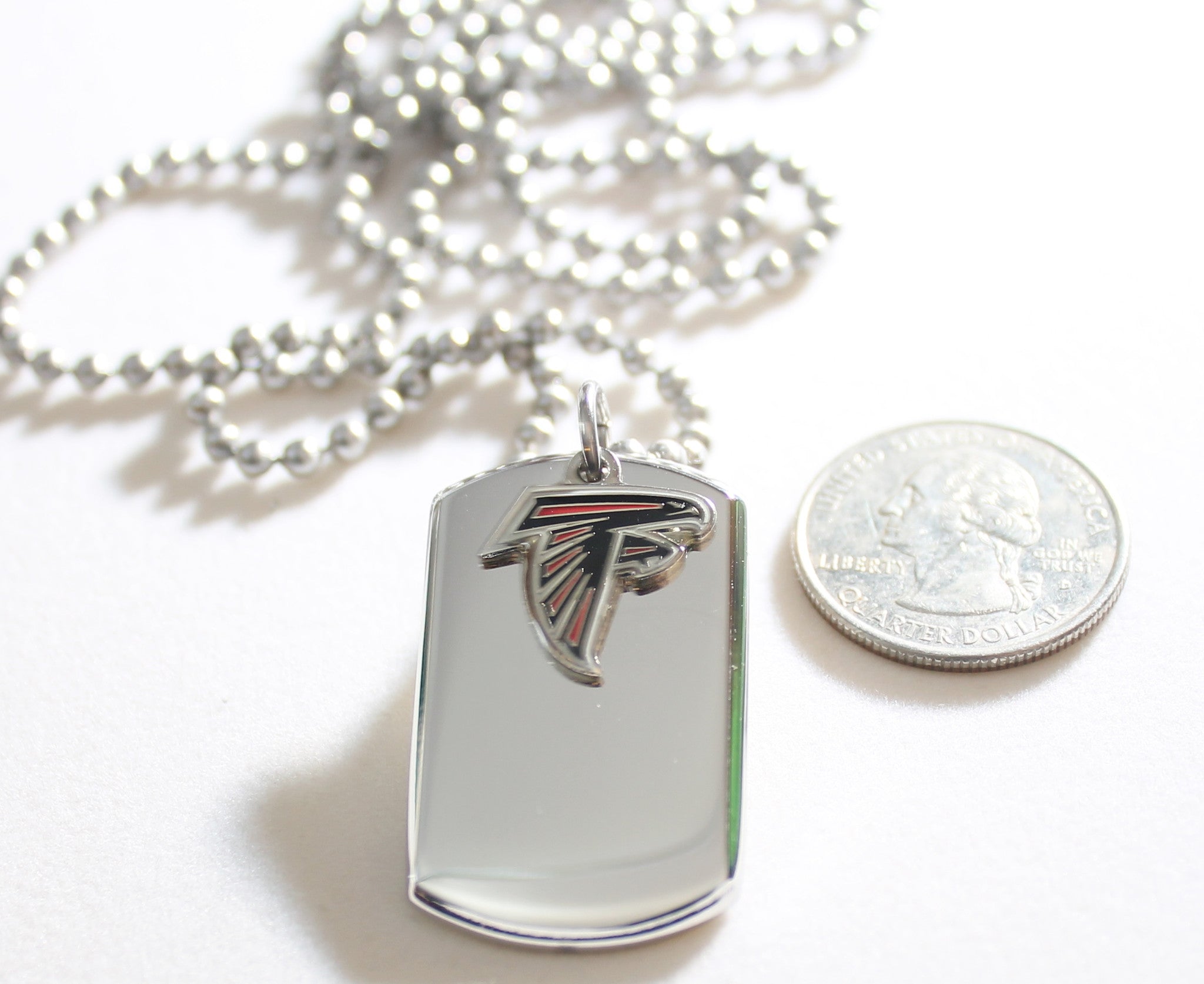Atlanta Falcons NFL 3D stainless steel dog tag necklace ball chain - Samstagsandmore