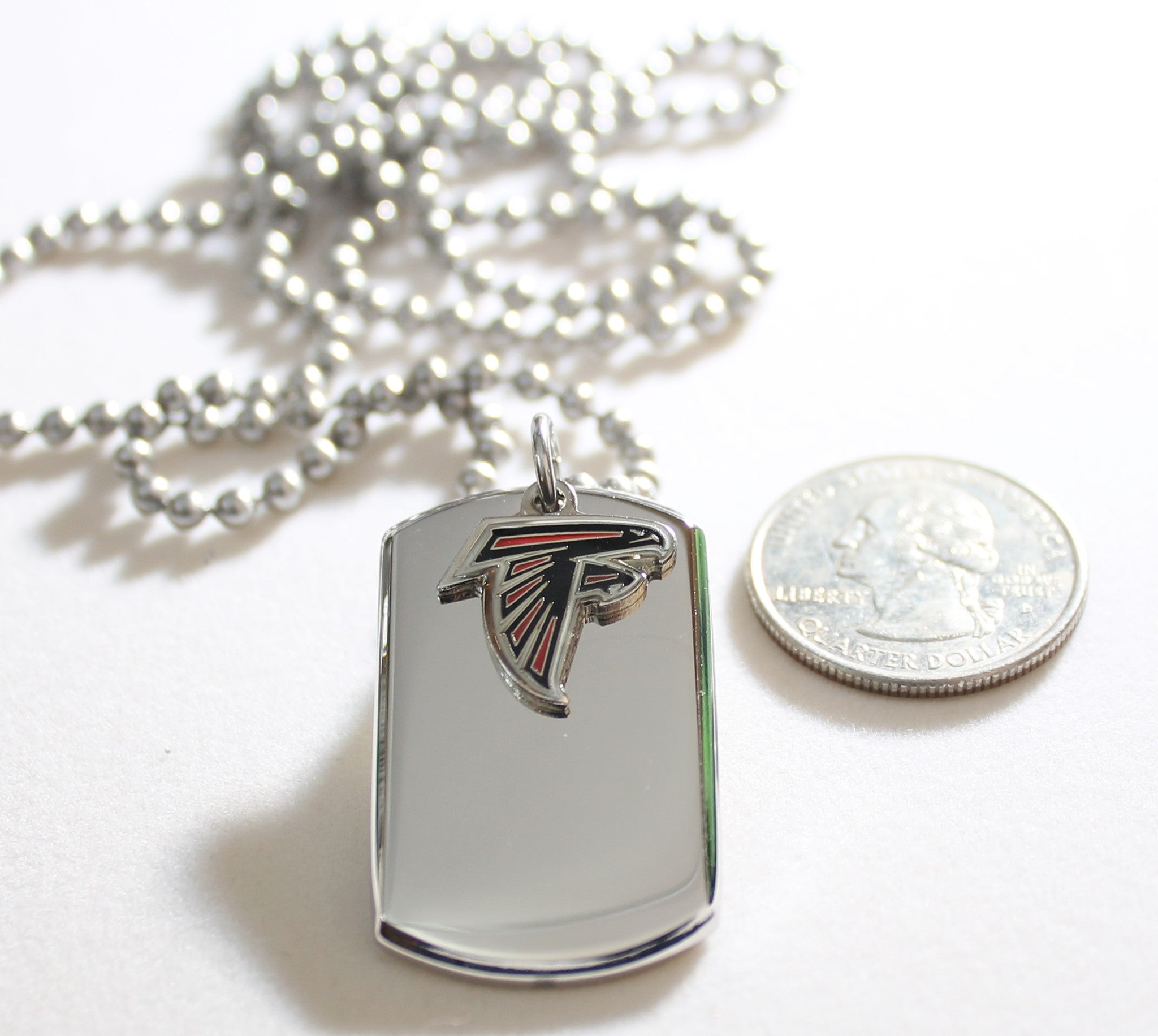 Atlanta Falcons NFL 3D stainless steel dog tag necklace ball chain - Samstagsandmore