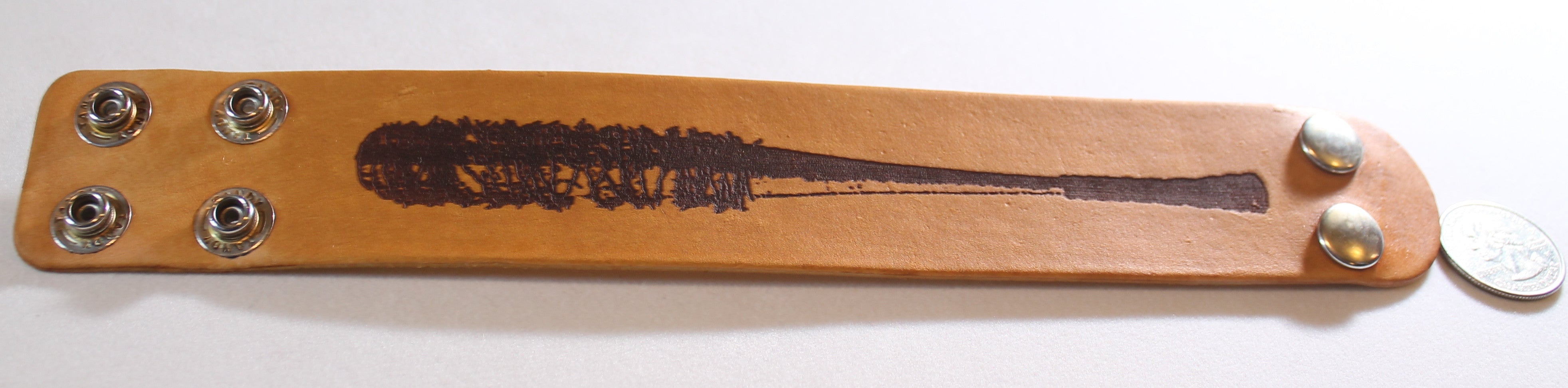 Bat barbed wired, Negan, walking dead laser engraved stained leather bracelet - Samstagsandmore