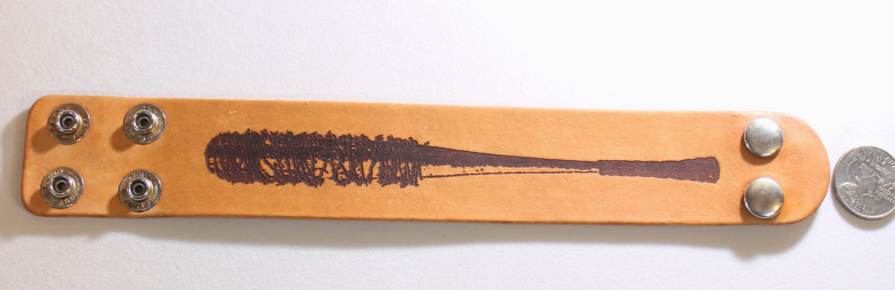 Bat barbed wired, Negan, walking dead laser engraved stained leather bracelet - Samstagsandmore