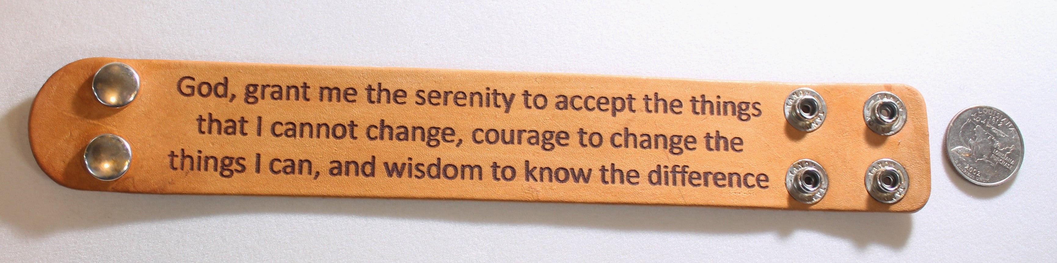 SERENITY PRAYER LASER ENGRAVED STAINED LEATHER BRACELET ADJUSTABLE - Samstagsandmore