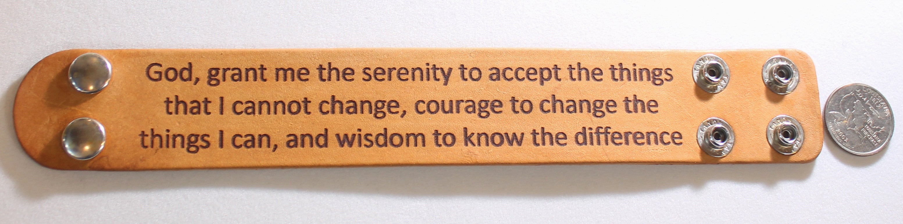 SERENITY PRAYER LASER ENGRAVED STAINED LEATHER BRACELET ADJUSTABLE - Samstagsandmore