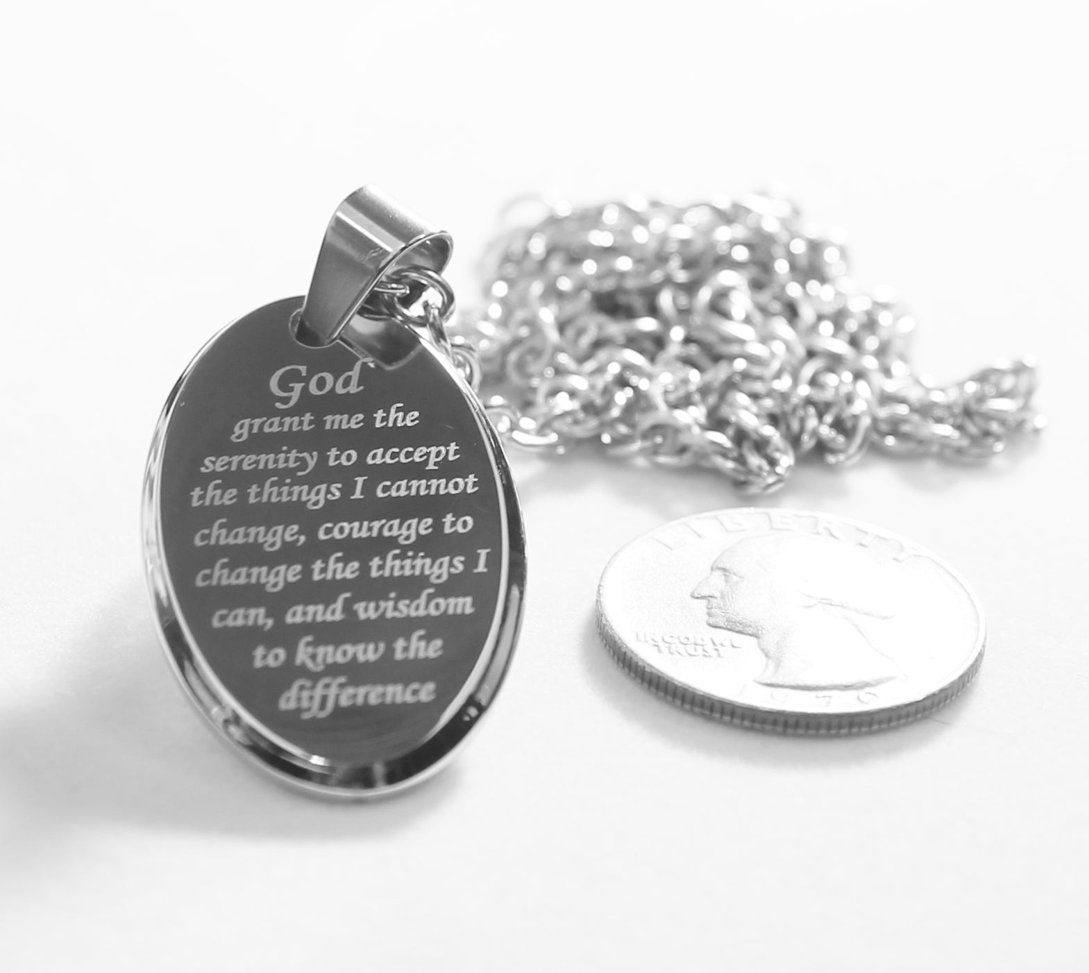 Serenity  Prayer  oval tag small 1 3/4” necklace pendant - Samstagsandmore