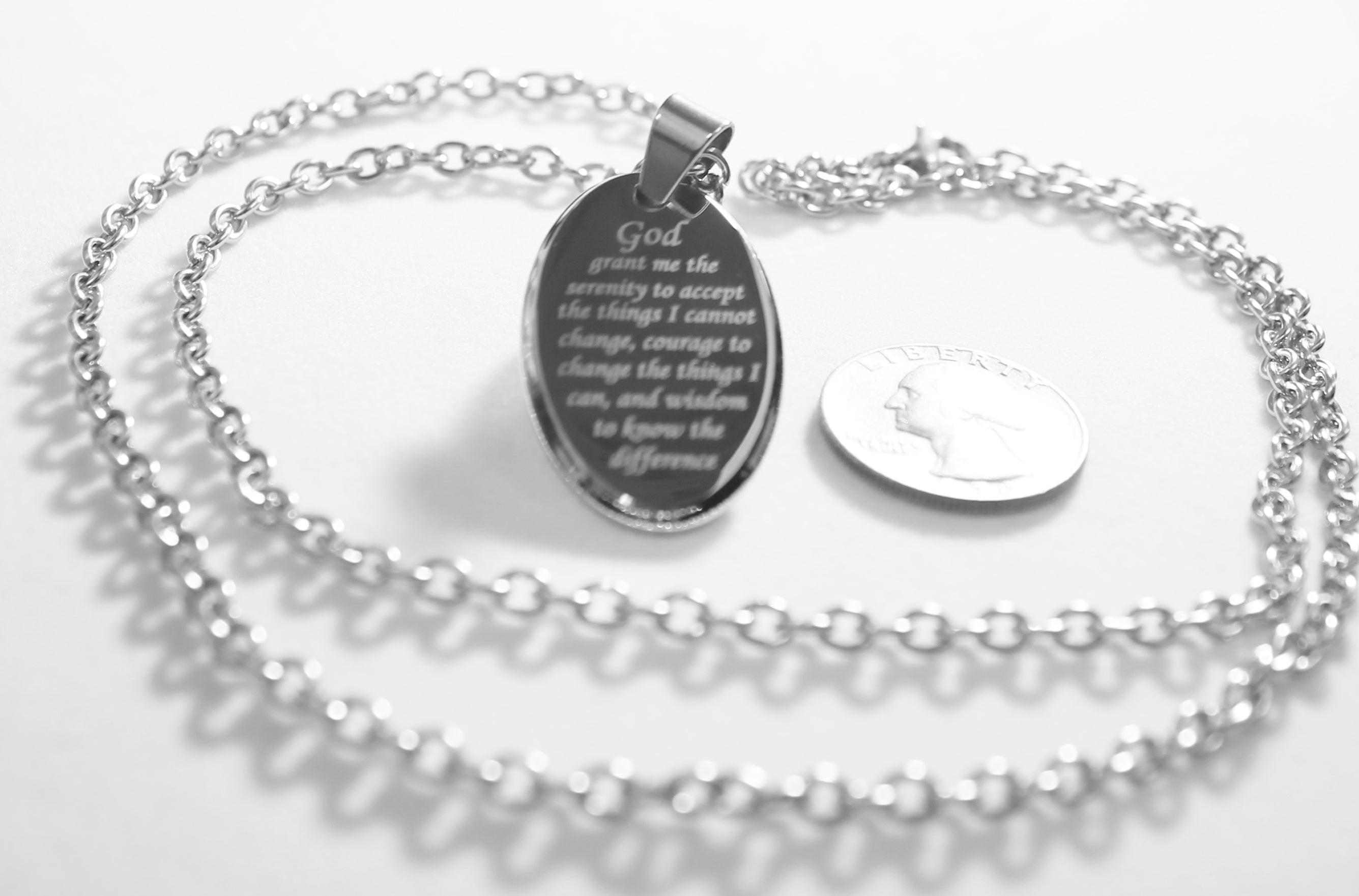 Serenity  Prayer  oval tag small 1 3/4” necklace pendant - Samstagsandmore