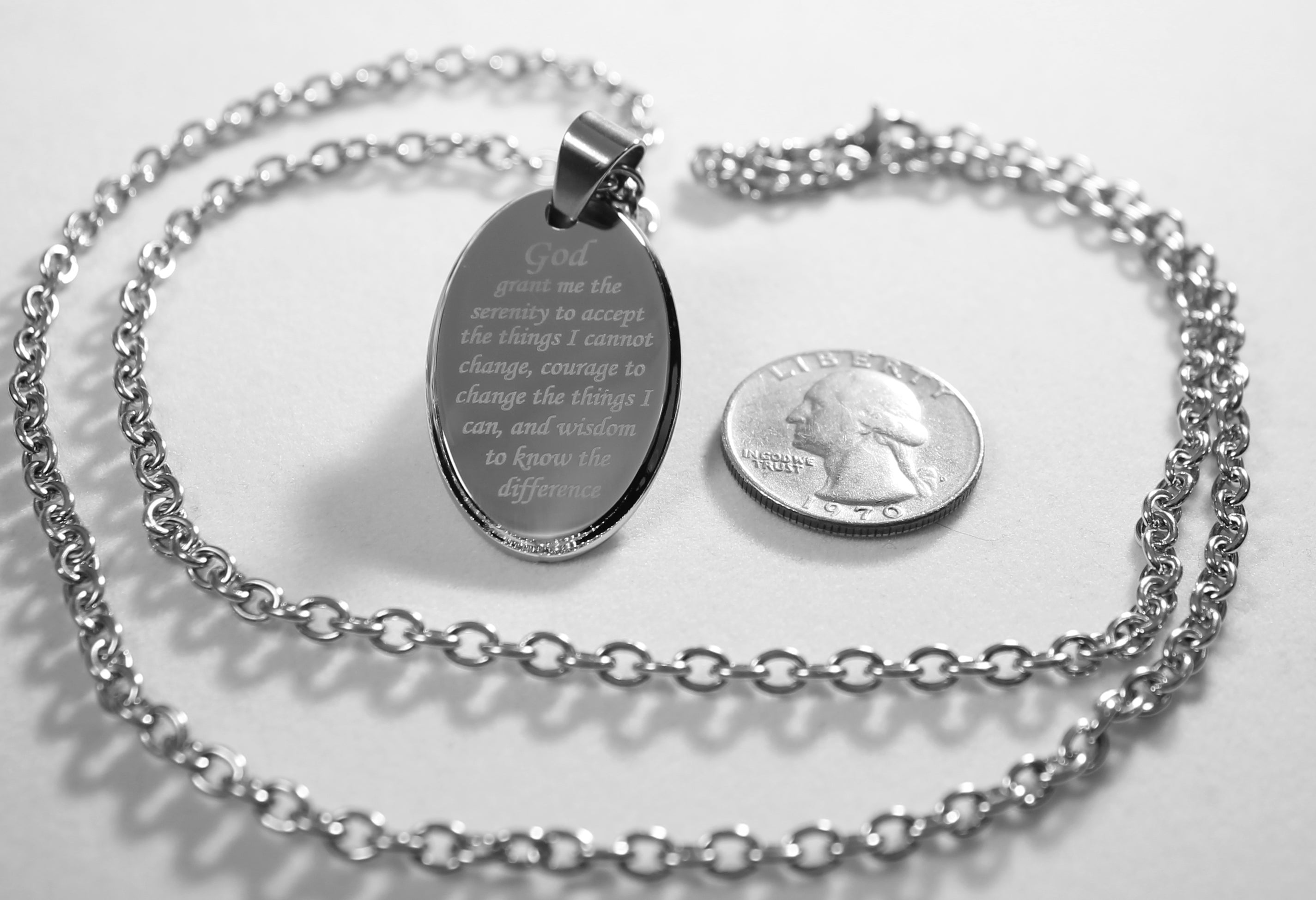 Serenity  Prayer  oval tag small 1 3/4” necklace pendant - Samstagsandmore