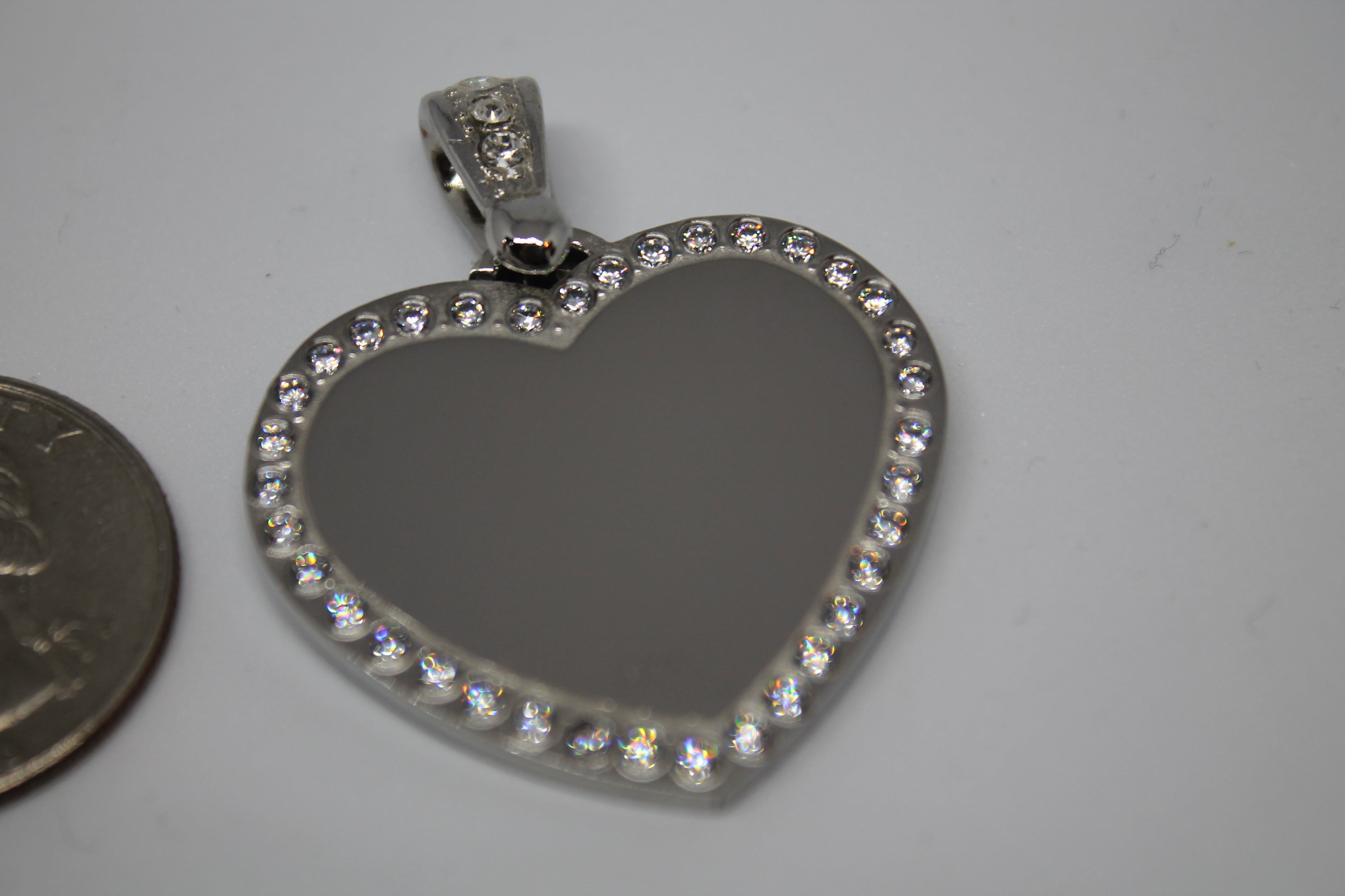 CZ STAINLESS STEEL HEART BLING BAIL NO CHAIN - Samstagsandmore