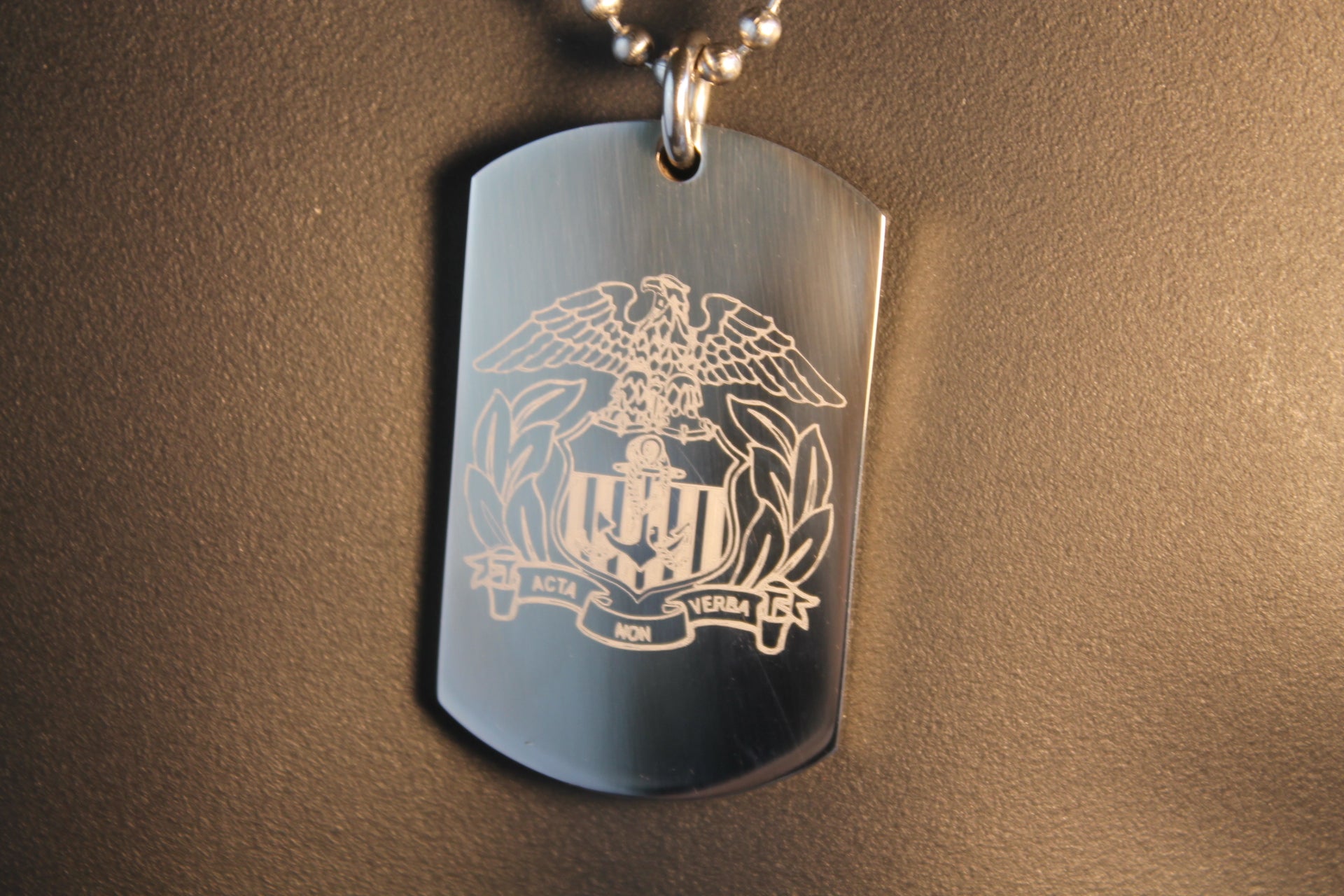 USMMA US MERCHANT MARINE ACADEMY EAGLE LOGO THICK STAINLESS STEEL DOG TAG - Samstagsandmore