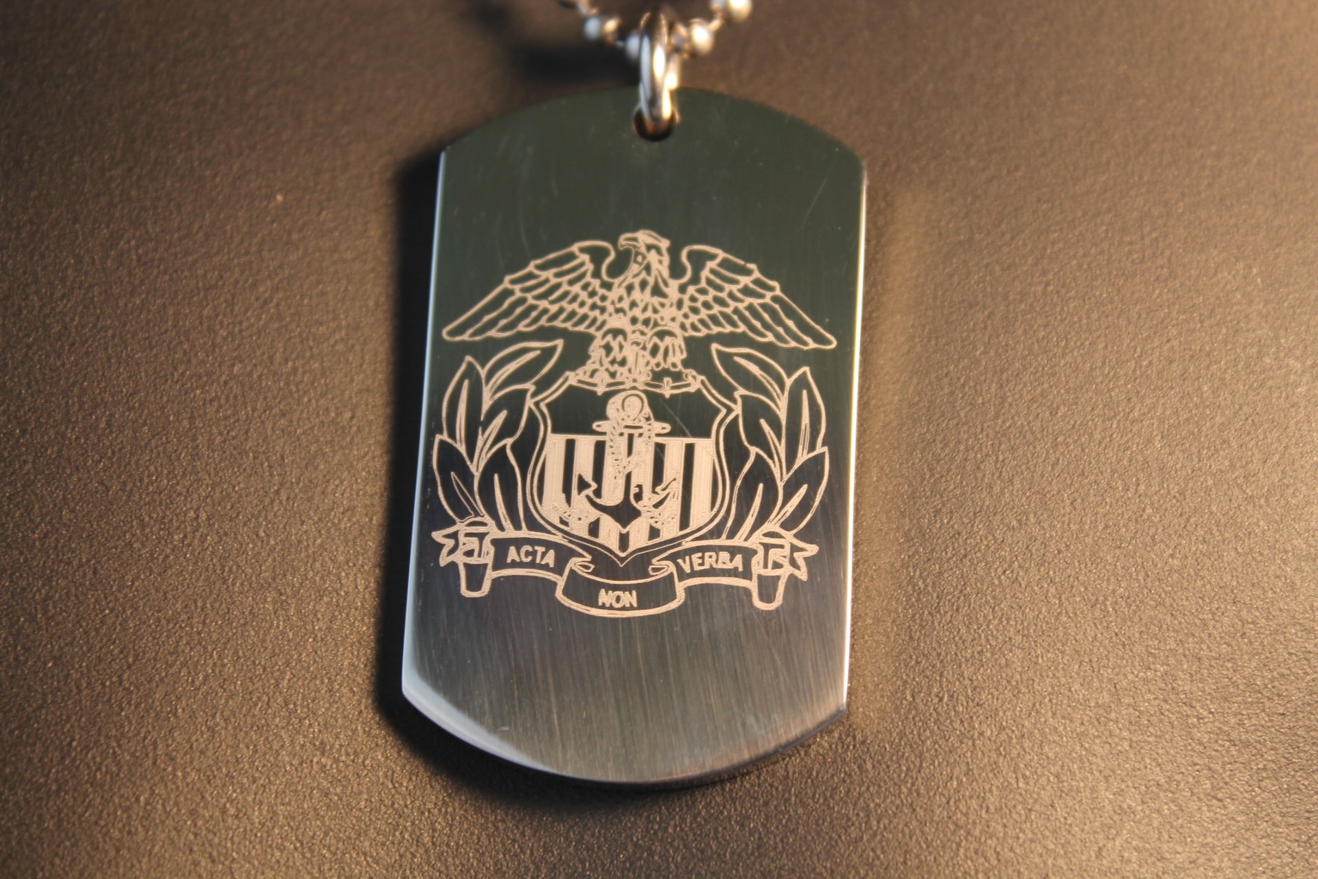 USMMA US MERCHANT MARINE ACADEMY EAGLE LOGO THICK STAINLESS STEEL DOG TAG - Samstagsandmore
