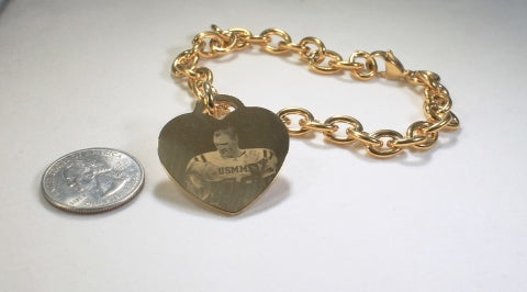 Photo Picture Text CUSTOM ENGRAVED GOLD IPG STAINLESS STEEL HEART NO CHAIN goldtiffphoto1 - Samstagsandmore