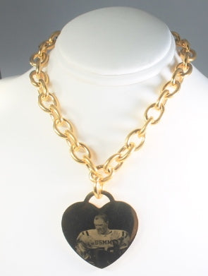 Picture Photo Text Tag STYLE GOLD IPG GOLD STAINLESS STEEL HEART PICTURE TAG BRACELET - Samstagsandmore
