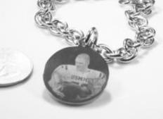 Photo Picture Text Tag Custom Engraved 1" Round Dog Tag Silver Color Stainless Steel With Oval Link Chain Bracelet or Necklace - Samstagsandmore