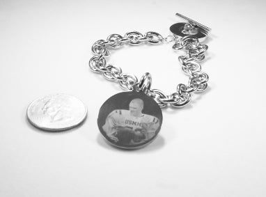 Photo Picture Tag Text CUSTOM ENGRAVED 1" ROUND DOG TAG SILVER COLOR STAINLESS STEEL NO CHAIN - Samstagsandmore