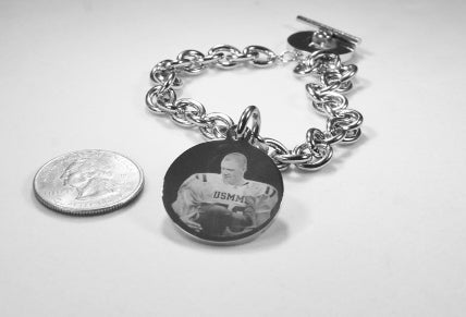 Photo Picture Tag Text CUSTOM ENGRAVED 1" ROUND DOG TAG SILVER COLOR STAINLESS STEEL NO CHAIN - Samstagsandmore