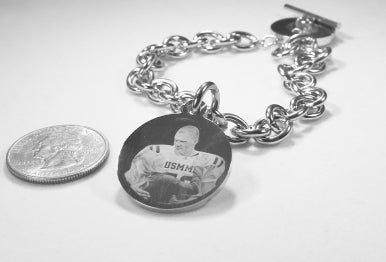 Photo Picture Tag Text CUSTOM ENGRAVED 1" ROUND DOG TAG SILVER COLOR STAINLESS STEEL NO CHAIN - Samstagsandmore