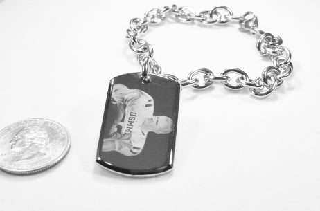 Photo Picture Text Tag Custom 22 x 36 3D dog tag stainless steel oval link chain bracelet or necklace - Samstagsandmore