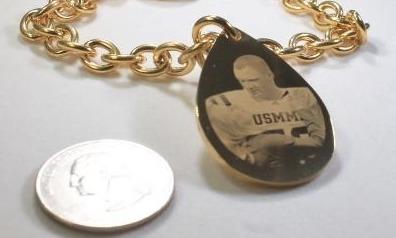 Custom Engraved Tear Drop Dog Tag Gold IPG Stainless Steel with Oval Link Chain Bracelet or Necklace - Samstagsandmore