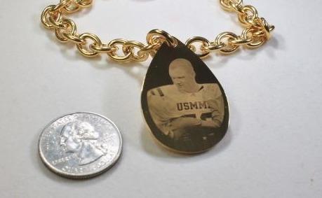 Custom Engraved Tear Drop Dog Tag Gold IPG Stainless Steel with Oval Link Chain Bracelet or Necklace - Samstagsandmore