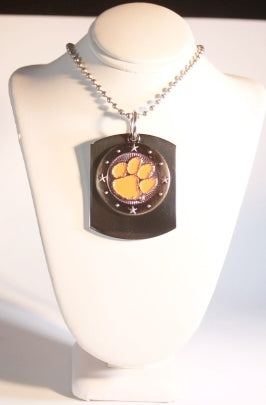 CLEMSON UNIVERSITY TIGERS PENDANT X LARGE  DOG TAG STAINLESS STEEL NECKLACE LOGO - Samstagsandmore