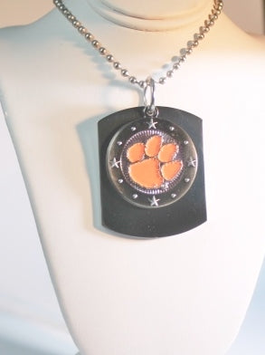 CLEMSON UNIVERSITY TIGERS PENDANT X LARGE  DOG TAG STAINLESS STEEL NECKLACE LOGO - Samstagsandmore