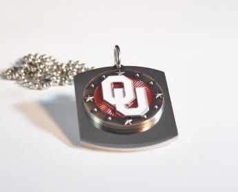 OKLAHOMA UNIVERSITY SOONERS PENDANT X LARGE  DOG TAG STAINLESS STEEL NECKLACE LOGO - Samstagsandmore