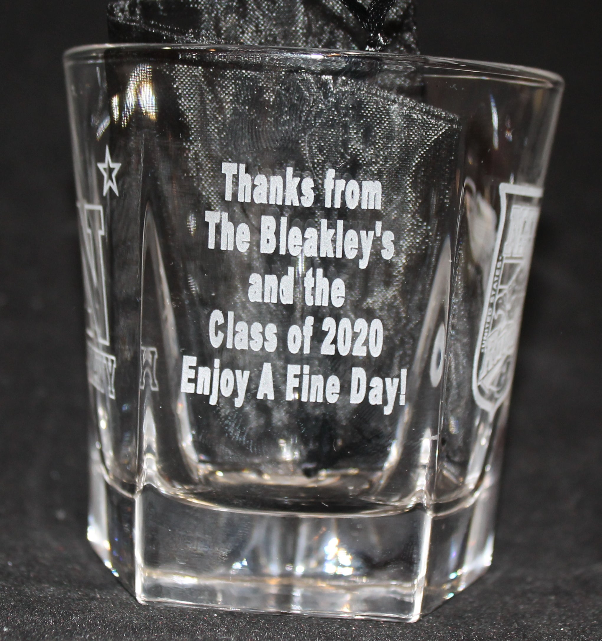 ROCKS GLASS 5-SIDED USNA USAFA USMMA SAND CARVED BOURBON WHISKEY SET OF 8 graduation commencement USCGA USMA - Samstagsandmore