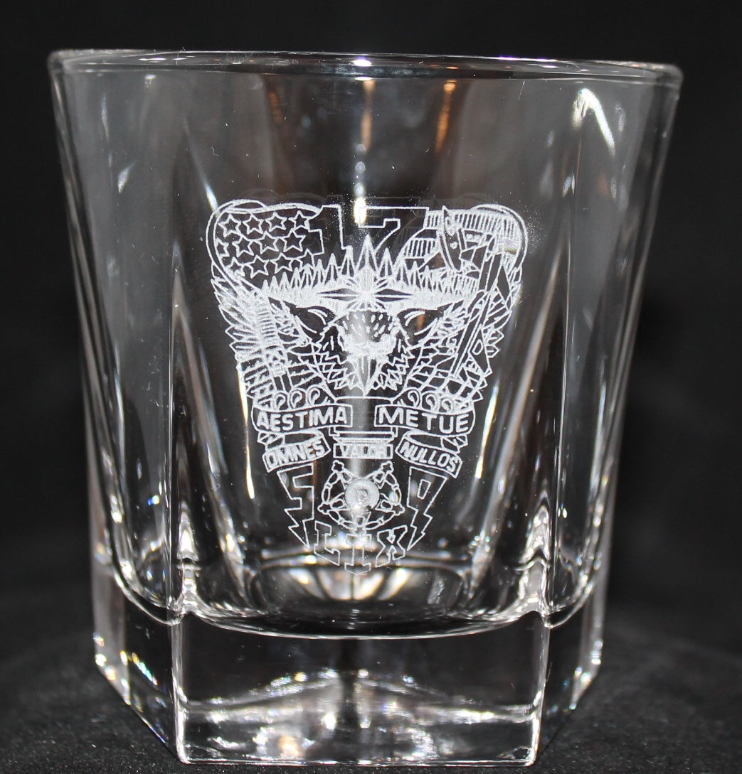 ROCKS GLASS 5-SIDED USNA USAFA USMMA SAND CARVED BOURBON WHISKEY SET OF 8 graduation commencement USCGA USMA - Samstagsandmore