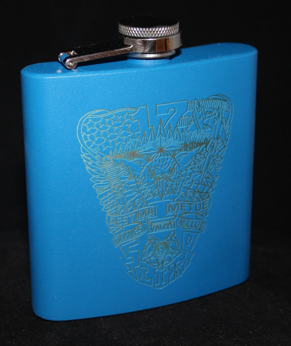 Custom Laser Engraved 6 oz Stainless Steel powder coated Flask USNA USMMA USAFA - Samstagsandmore