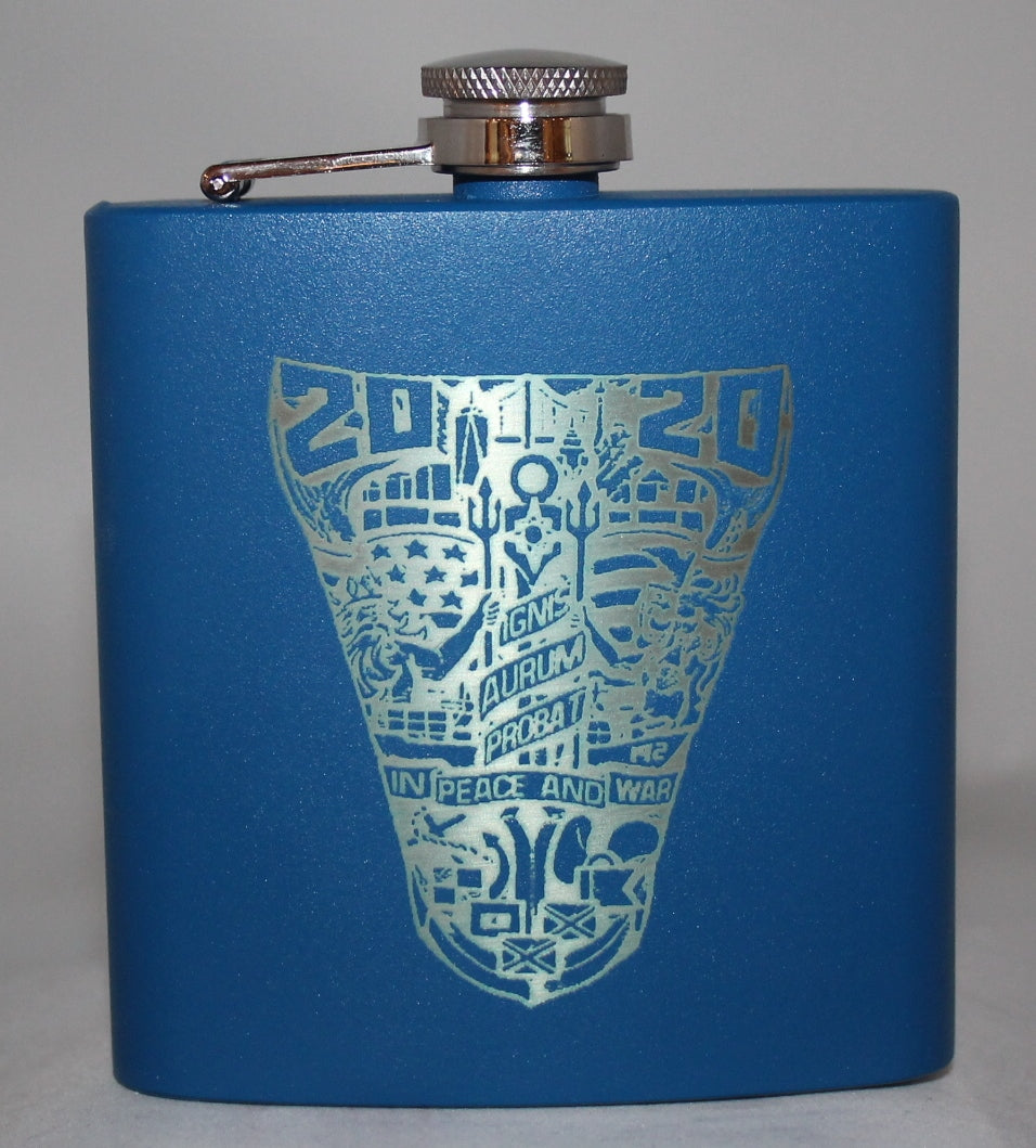 Custom Laser Engraved 6 oz Stainless Steel powder coated Flask USNA USMMA USAFA - Samstagsandmore