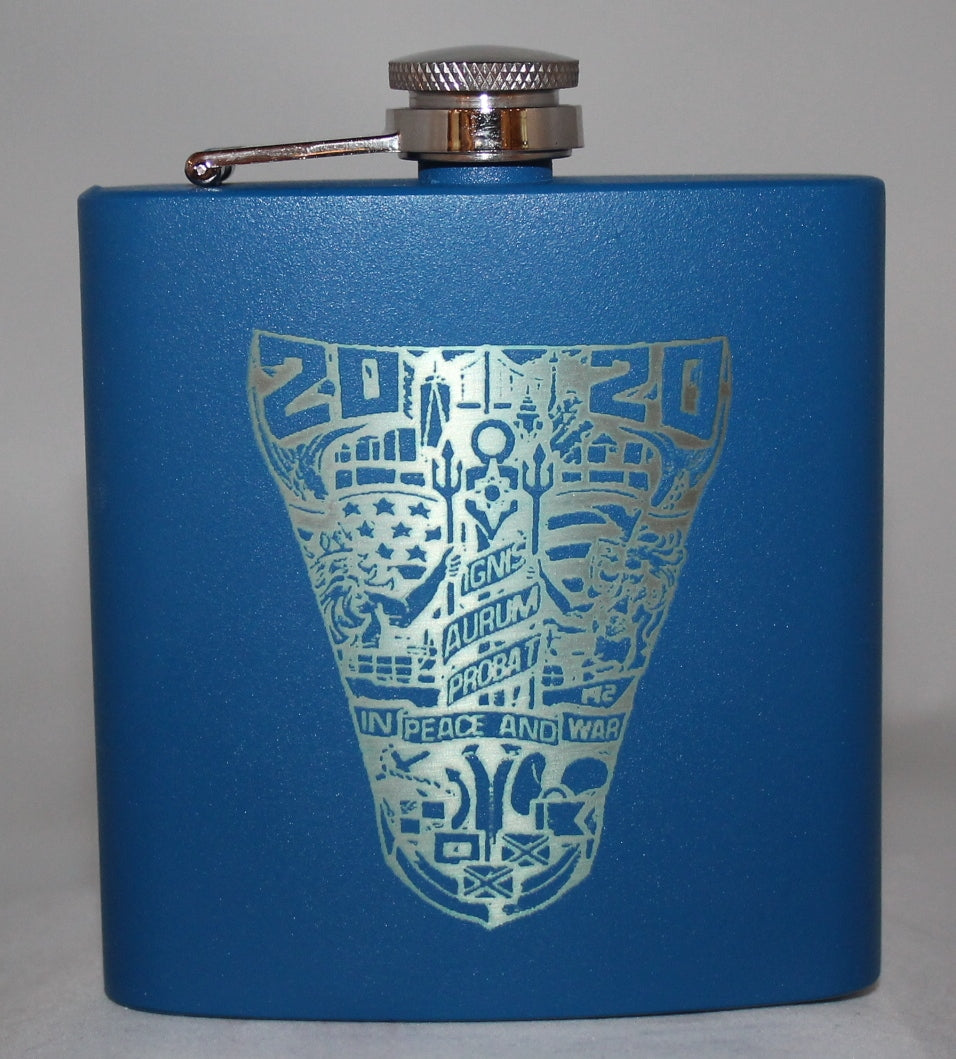 Custom Laser Engraved 6 oz Stainless Steel powder coated Flask USNA USMMA USAFA - Samstagsandmore