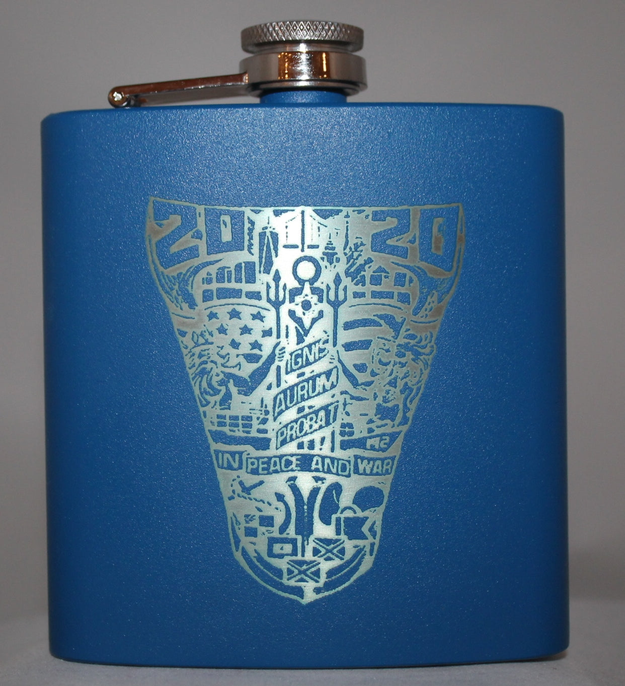 Custom Laser Engraved 6 oz Stainless Steel powder coated Flask USNA USMMA USAFA - Samstagsandmore