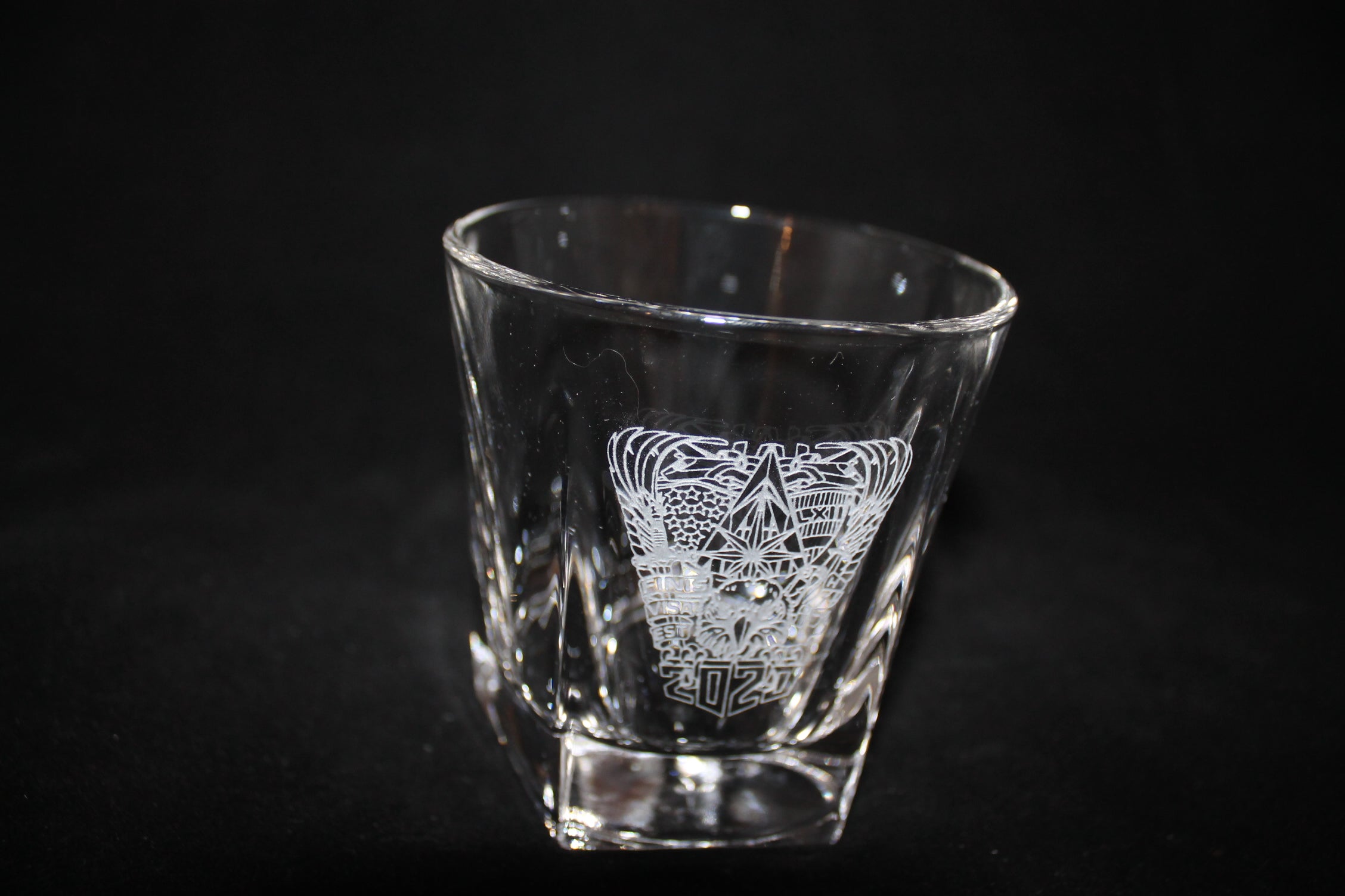 ROCKS GLASS 5-SIDED USNA USAFA USMMA SAND CARVED BOURBON WHISKEY SET OF 8 graduation commencement USCGA USMA - Samstagsandmore