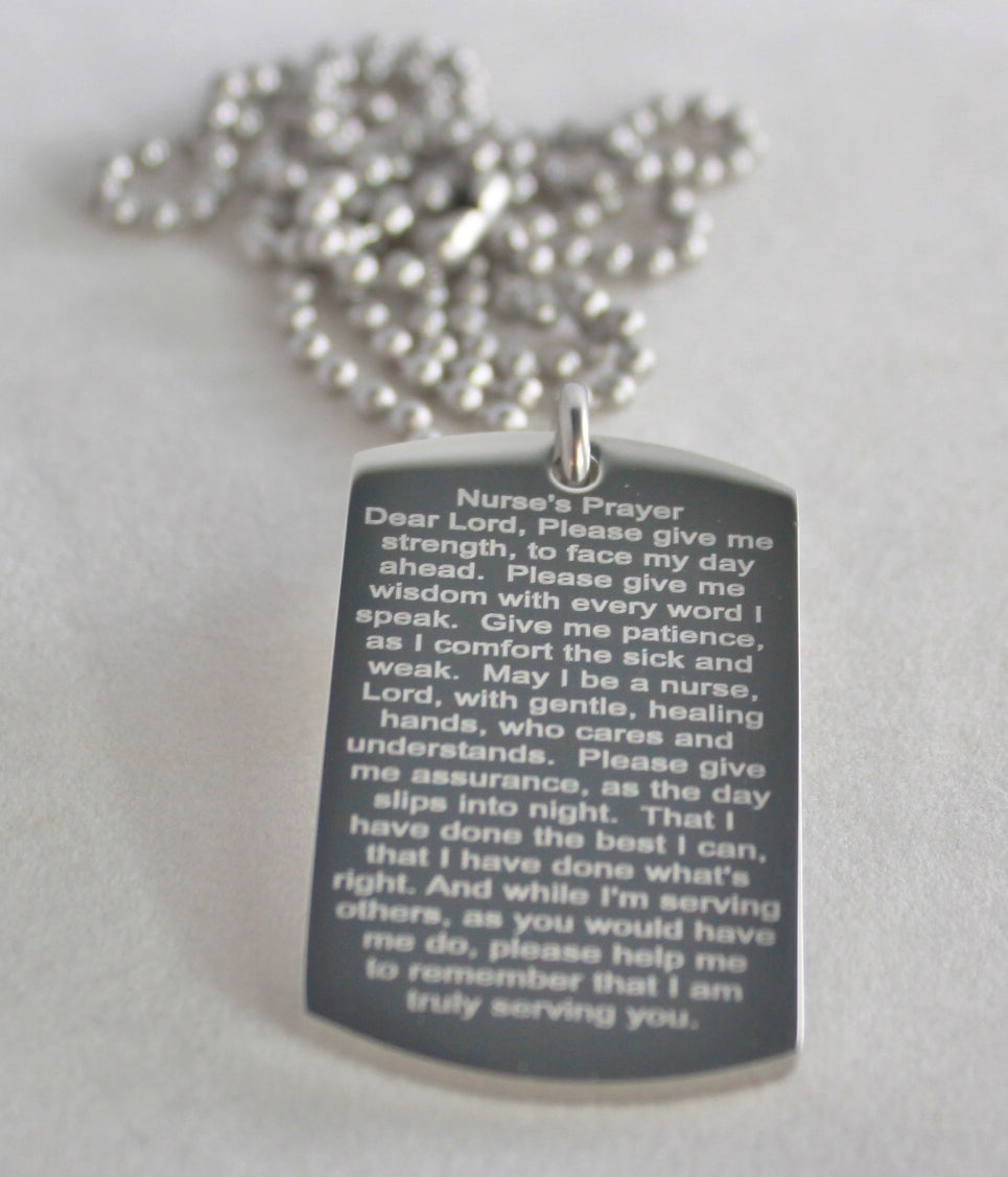Nurse Image Retro and Nurse Prayer Dog Tag Necklace Pendant - Samstagsandmore
