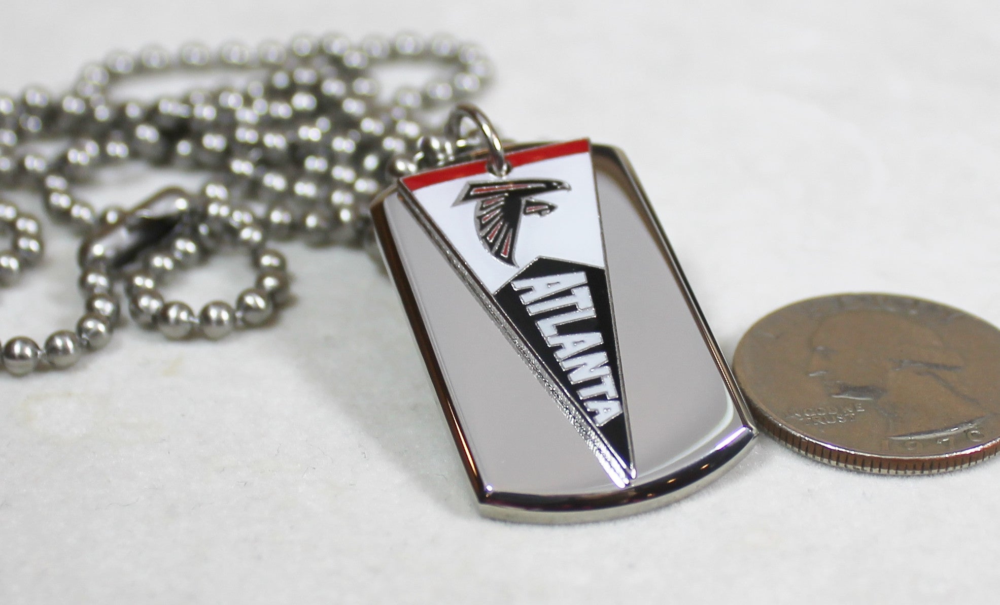 Atlanta Falcons NFL pennant stainless steel dog tag necklace 3D ball chain - Samstagsandmore