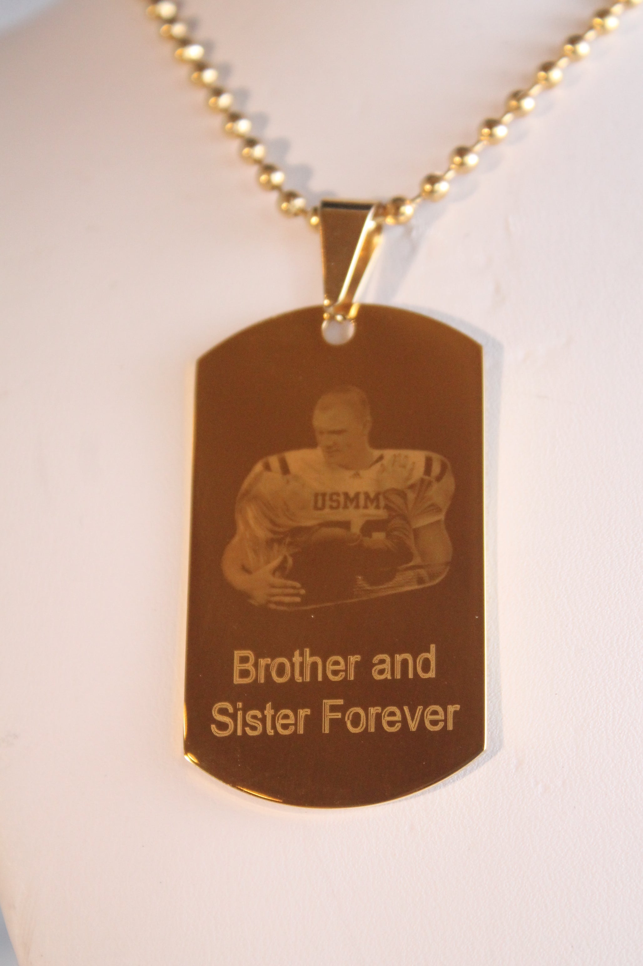 CUSTOM PERSONALIZED PICTURE PHOTO STAINLESS STEEL IPG GOLD DOG TAG NECKLACE ENGRAVE 1 SIDED gold2950photo1 - Samstagsandmore